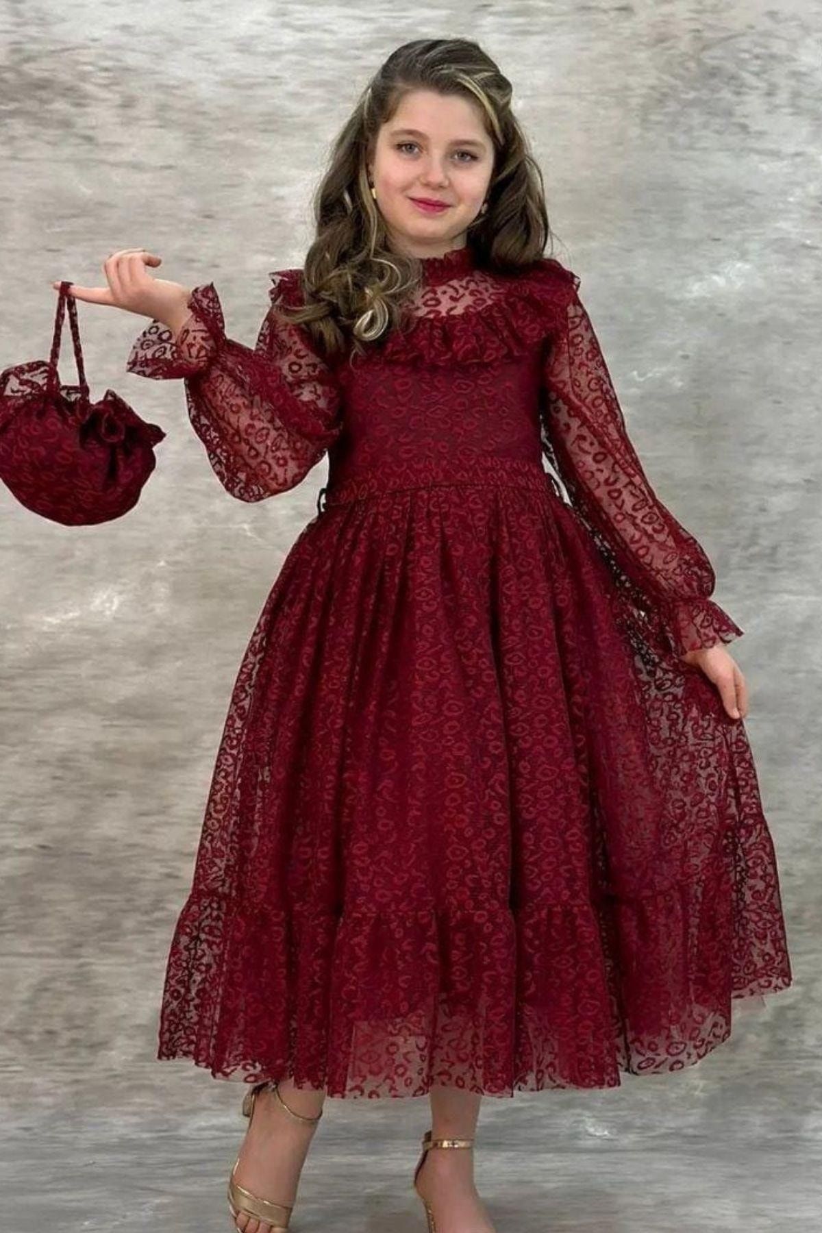 Claret flower girl dresses discount