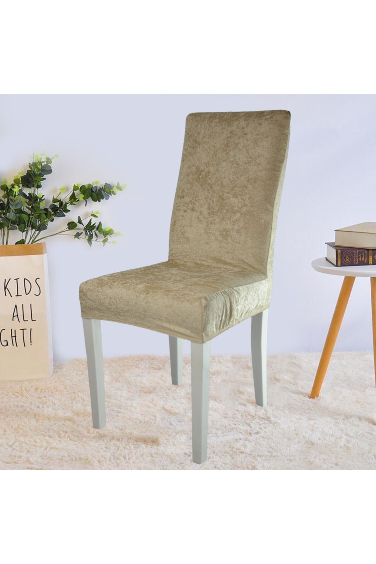 روکش صندلی قهوه‌ای کیس مخملی پوشش با لاستیک 1 بسته 6 قطعه  Bright Home