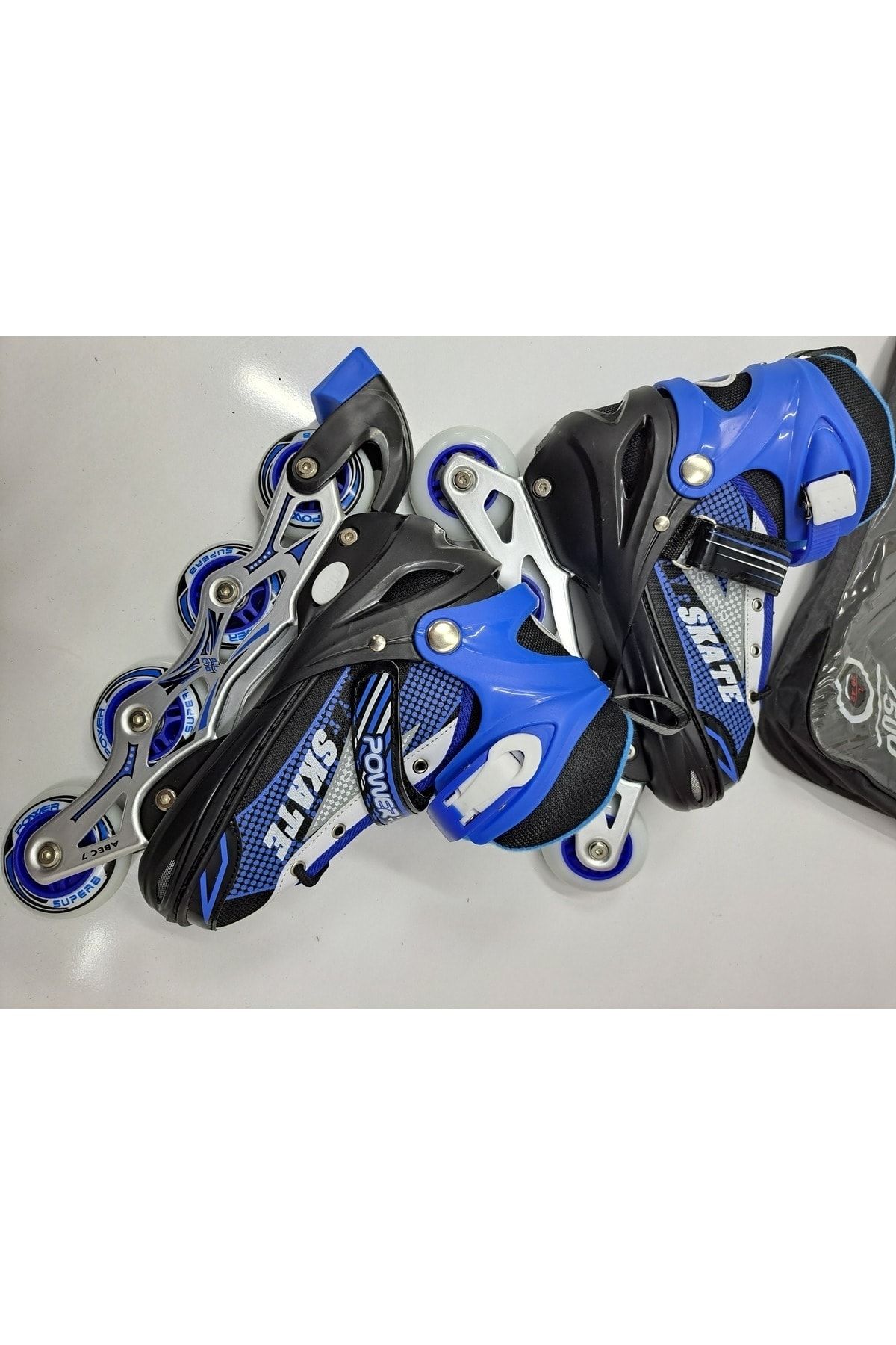 ALYTOYS Mavi 38-41 Numara Genç Çocuk Pateni Fren Sistemli 4 Teker Metal Gövde Silikon Tekerlek Çantalı
