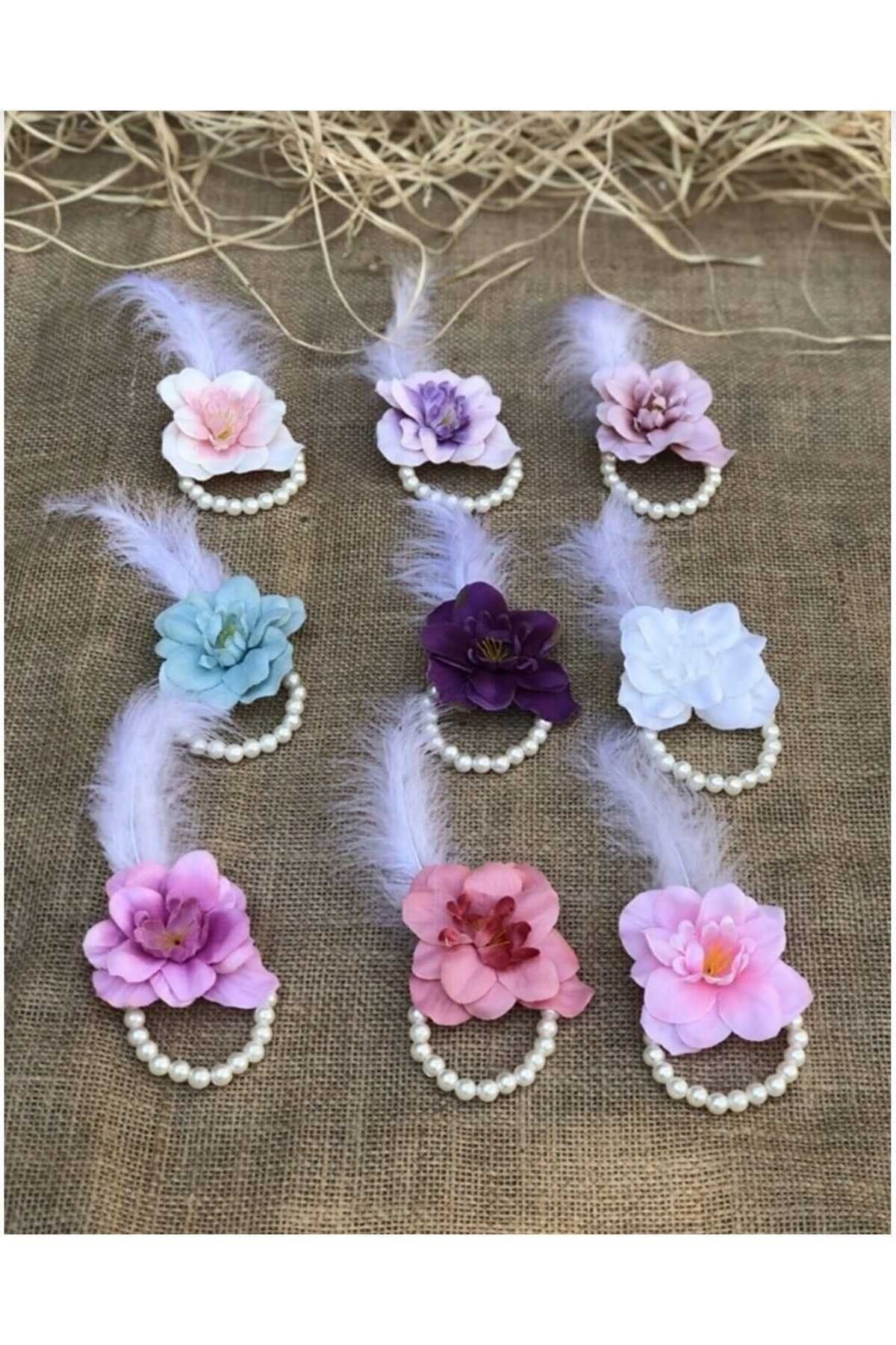 10’lu Beyaz Tüylü Inci Nedime Gelin Bilekliği Bride To Be Bekarlığa Veda Partisi nedime bilekliği