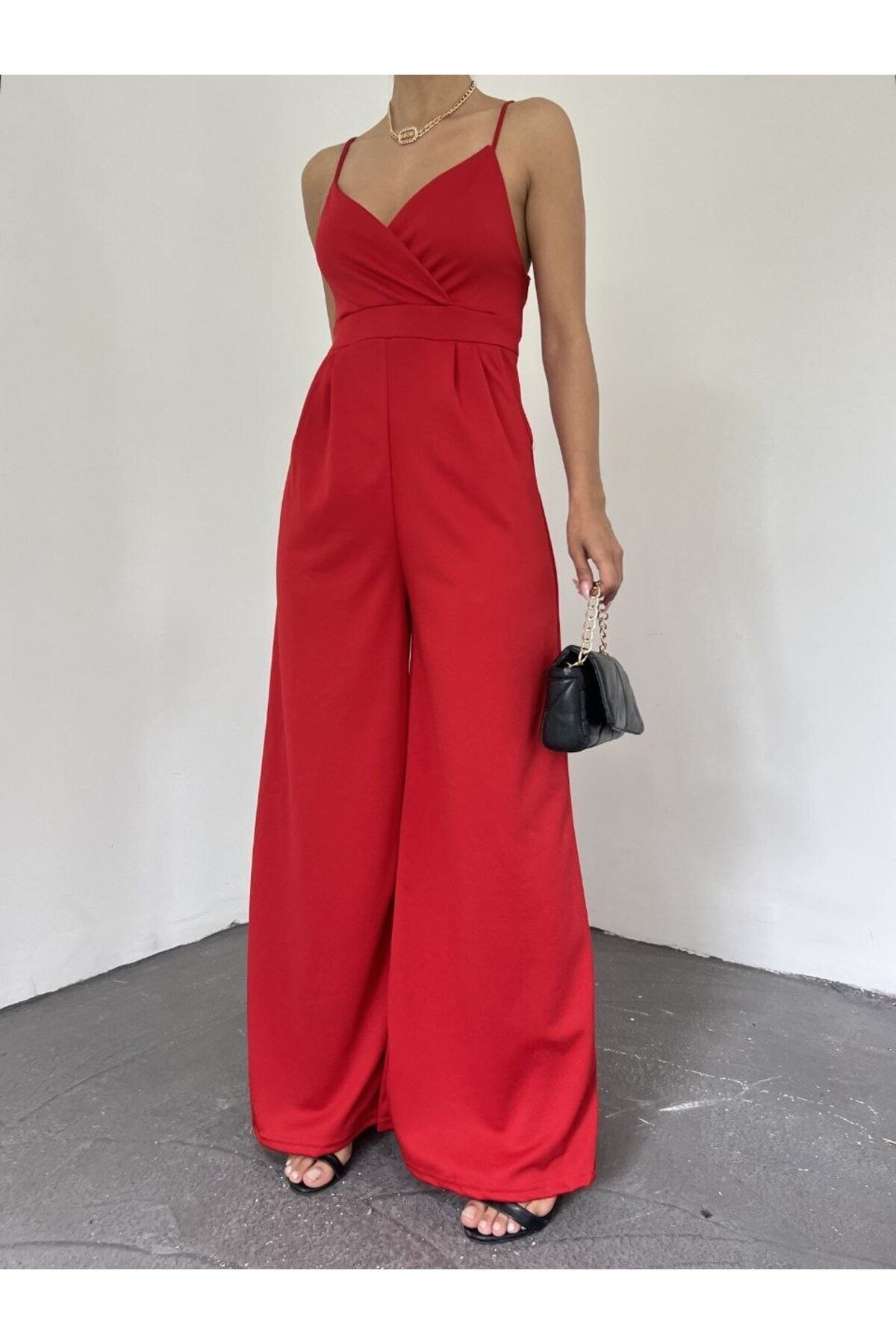 Red strappy jumpsuit hotsell
