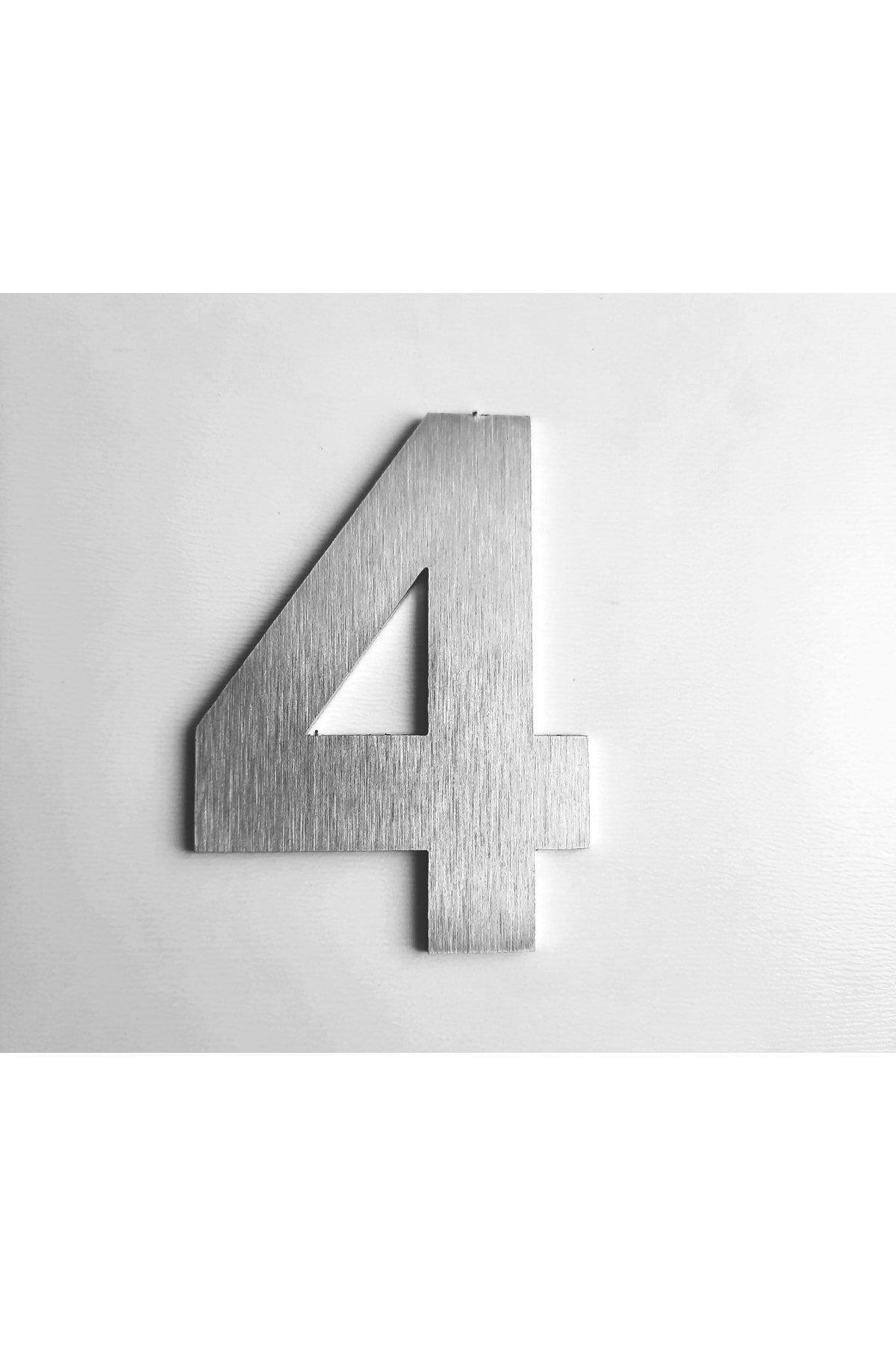 Door, Apartment,Building, Number 6 cm No:4 brush pattern STAINLESS STEEL METAL Self Adhesive Number