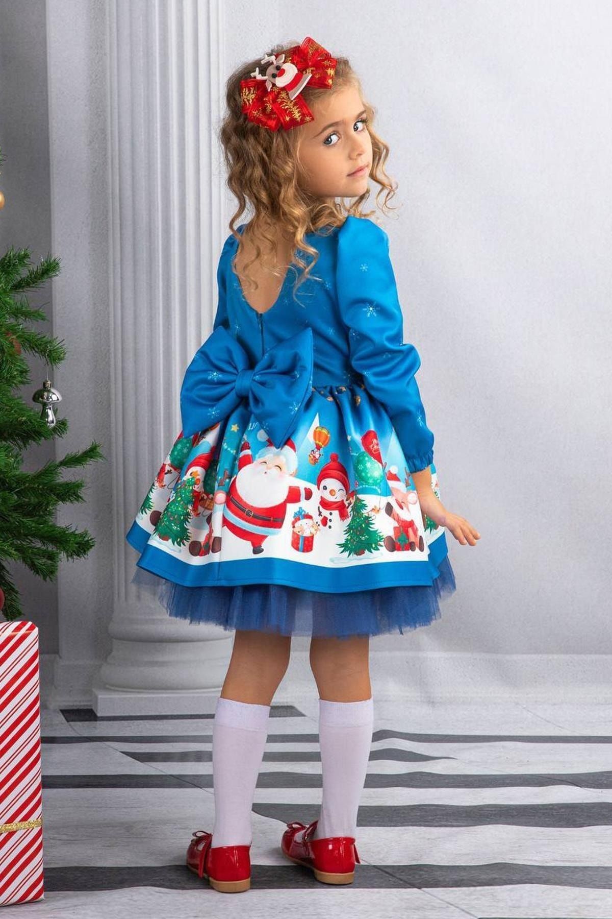 Girls blue shop christmas dress