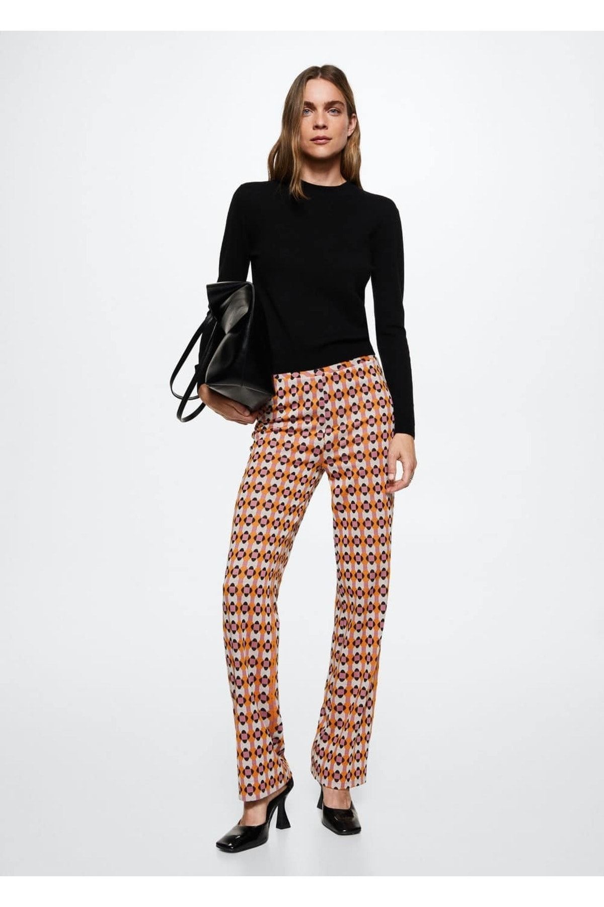 MANGO Woman-Retro Patterned Trousers 5