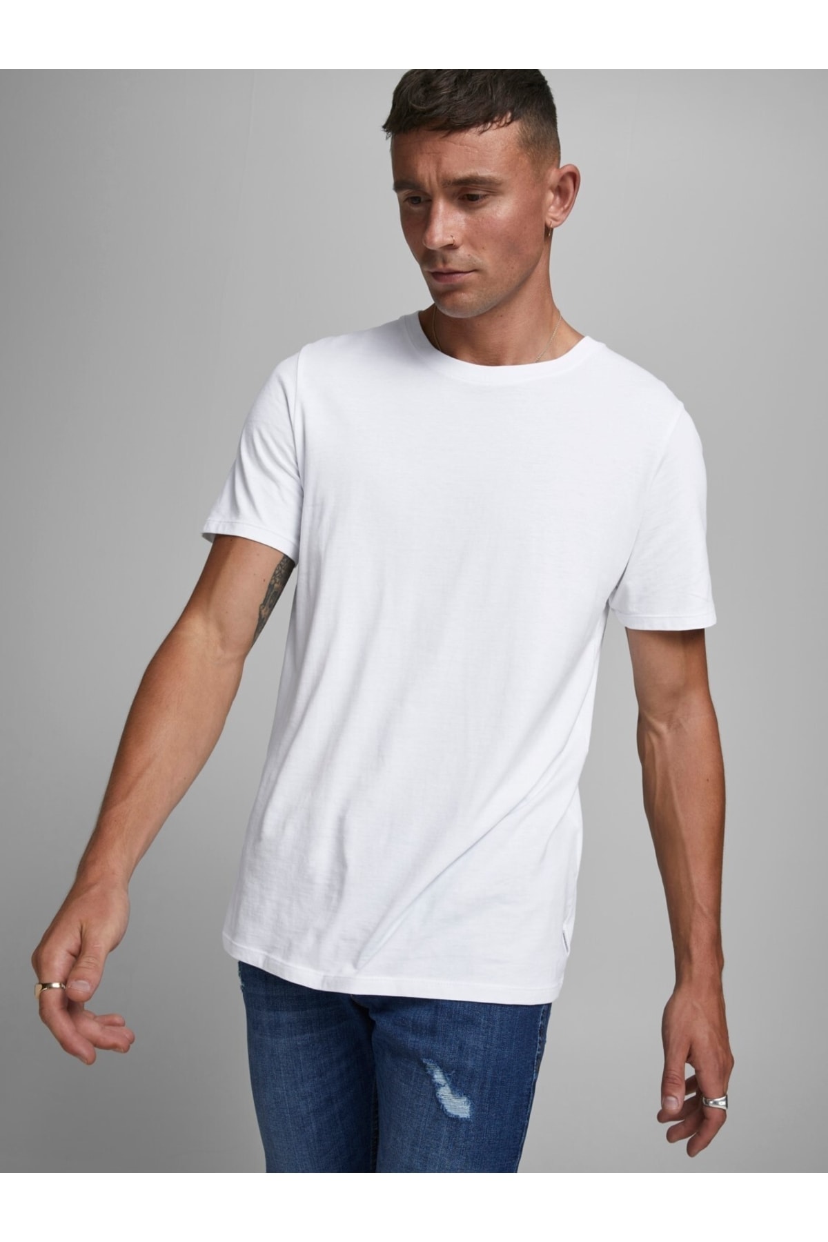 تی شرت جک اند جونز مردانه پنبه ای سفید بیسیک راسته Regular/رگولار    بیسیک کژوال/روزمره | Jack & Jones p-zal-antjed-2021-271 TR - تصویر 3