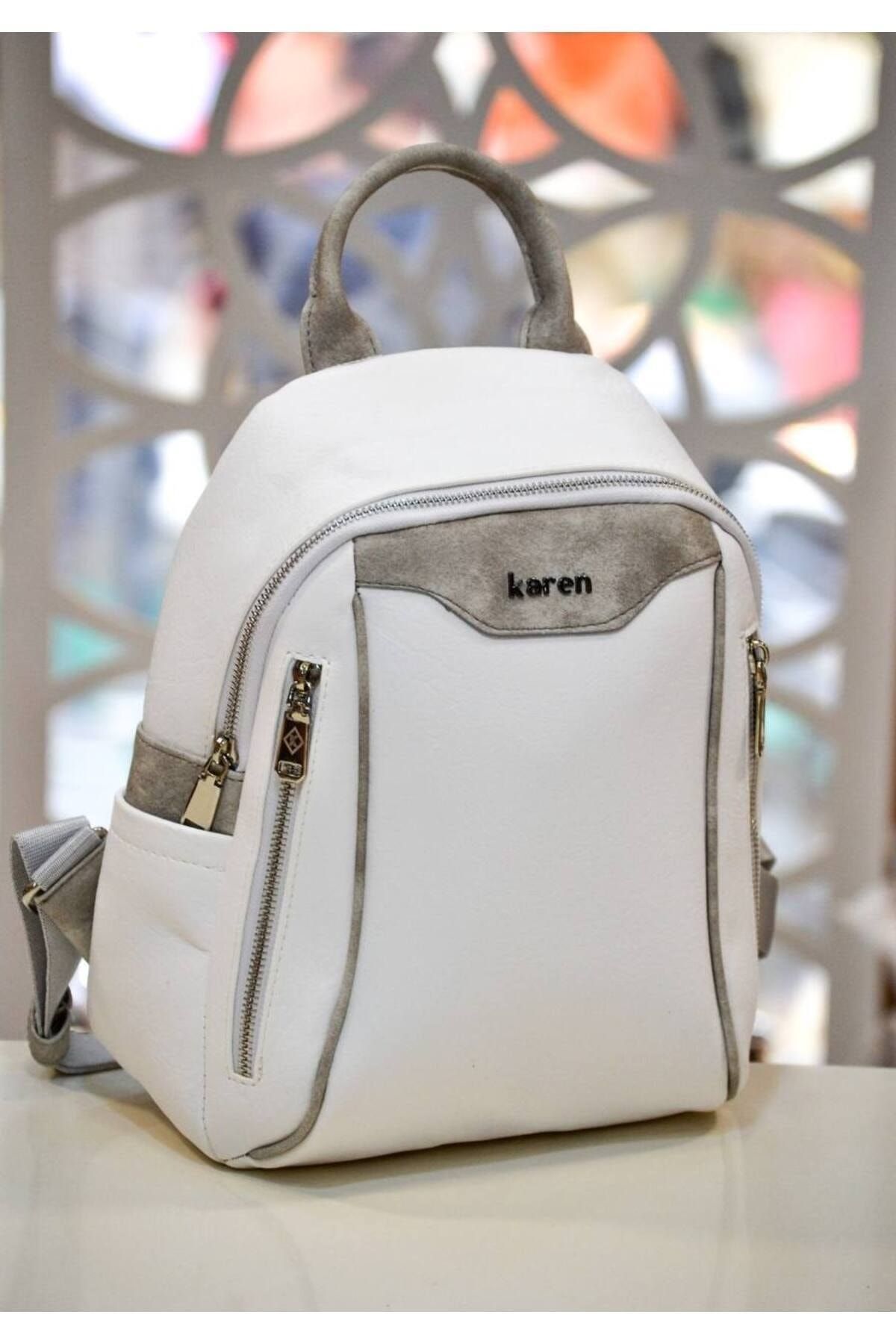 KAREN Backpack White Plain Trendyol
