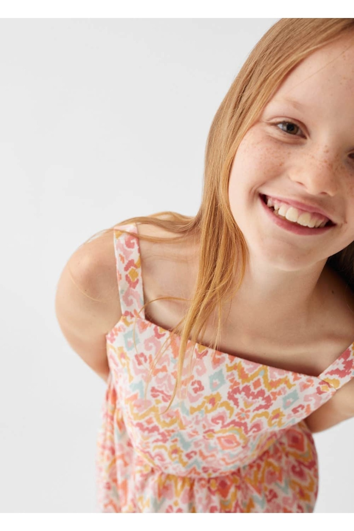 لباس مجلسی دخترانه صورتی منگوMANGO Kids | 47077849 اورجینال - تصویر 5