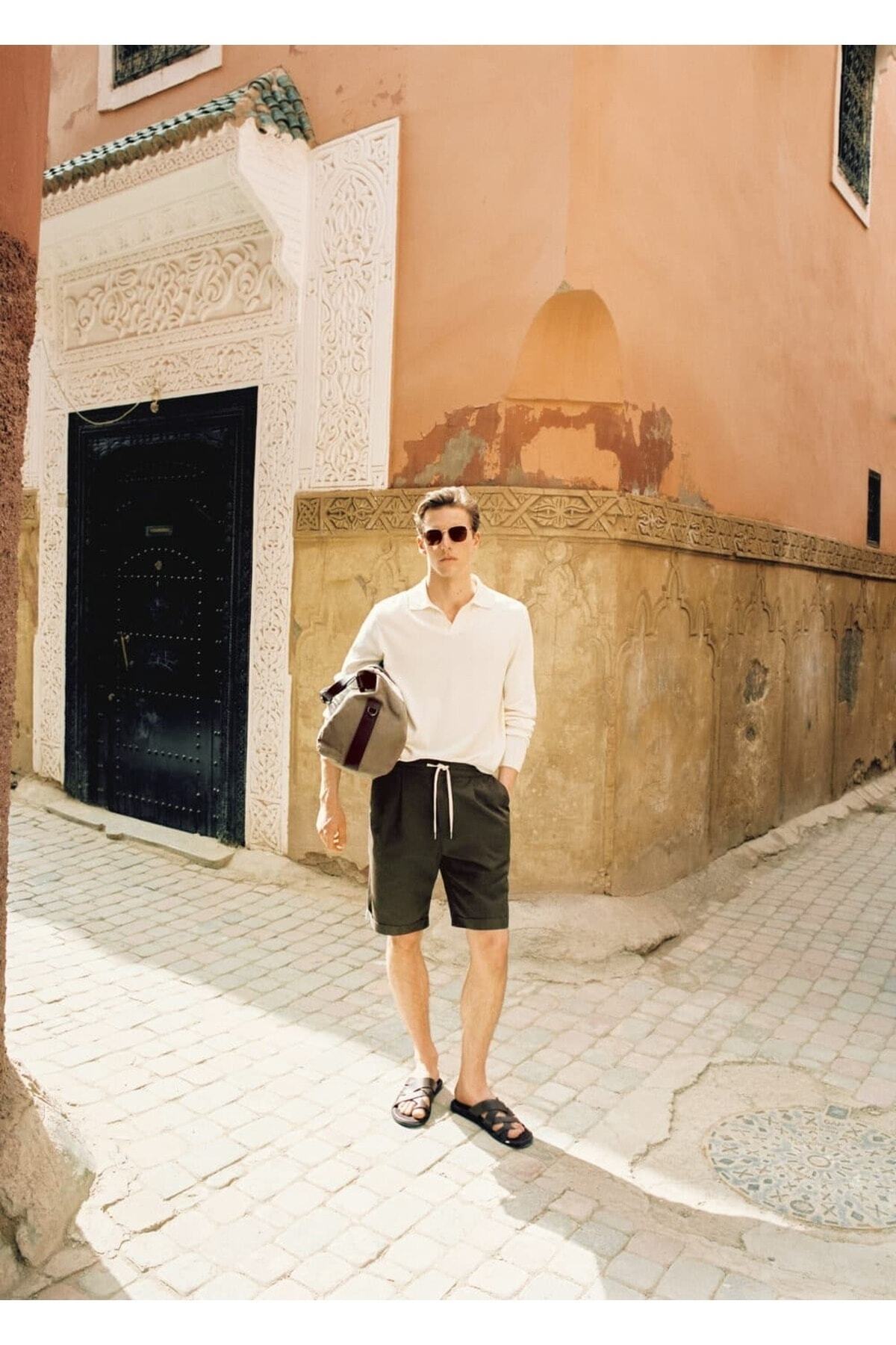 MANGO Man-Pleated Cotton Bermuda Shorts 8