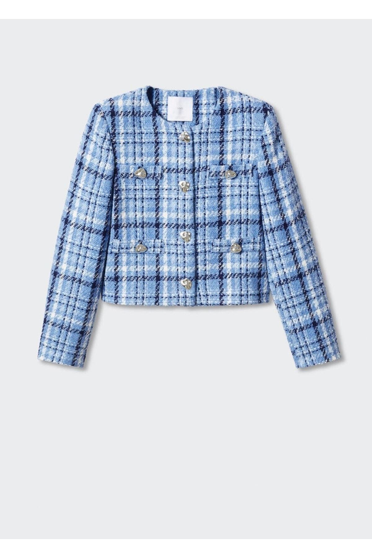 MANGO Woman-Jachetă de damă din tweed în carouri 3