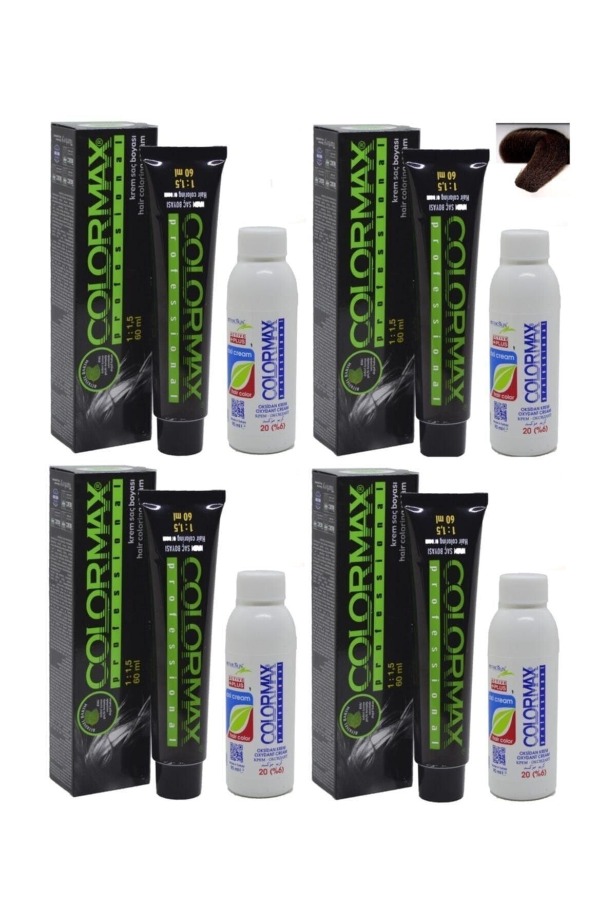 Colormax 6.2 Bej Koyu Kumral + Orjınal Oksidan Krem 90ml 4'lü