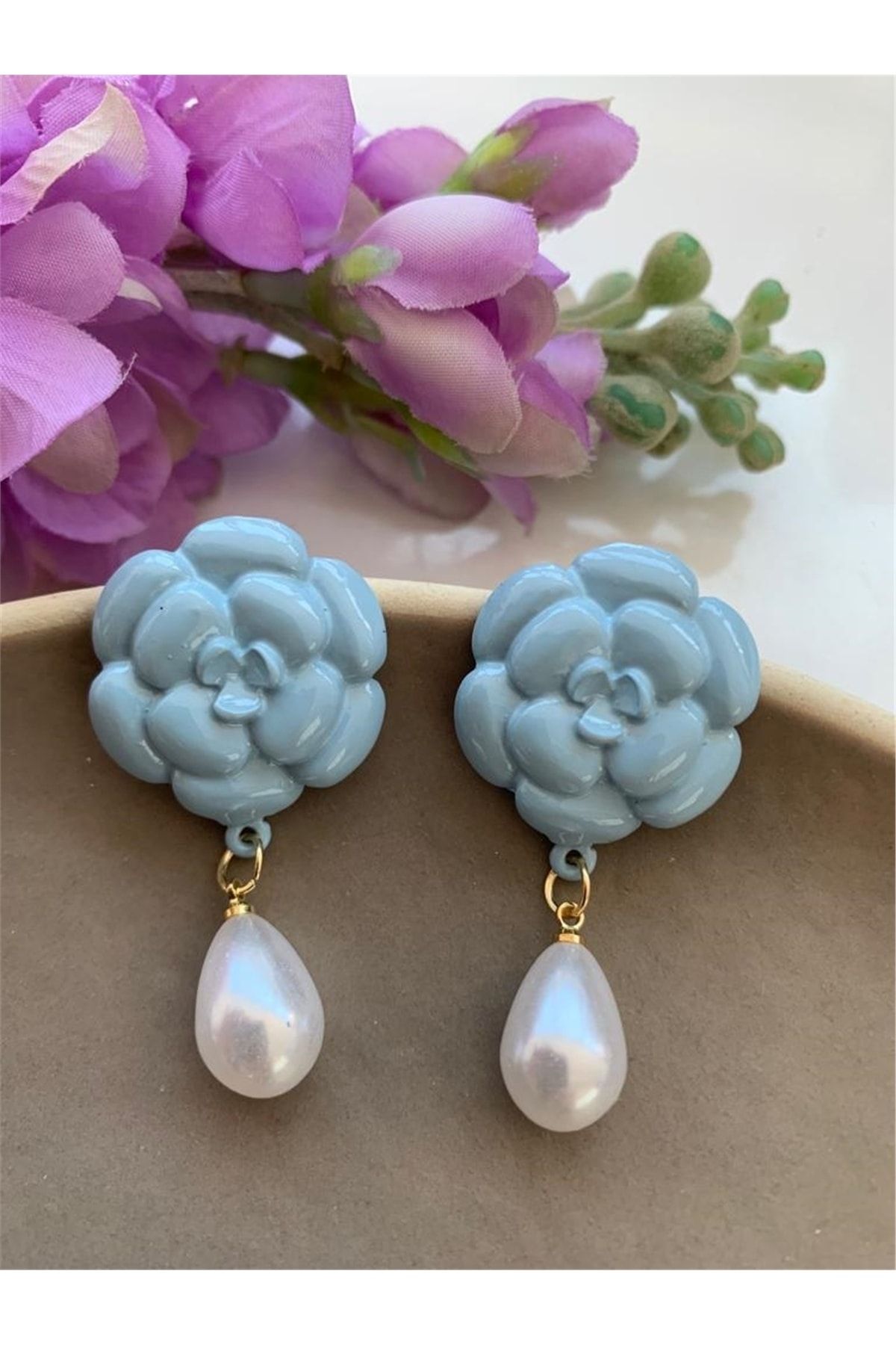 Blue on sale pearl earrings