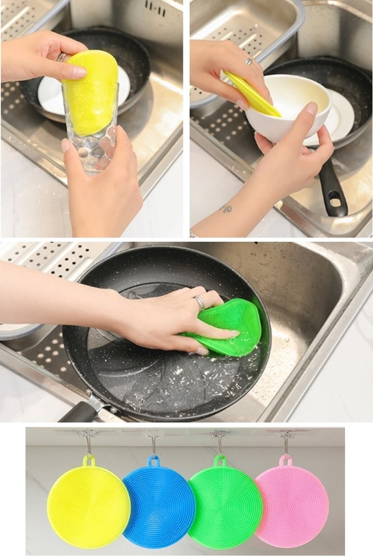 QNİAY Perie De Spălat Vase Din Silicon - Fără Scurgeri (2 Bucăți) - One Size