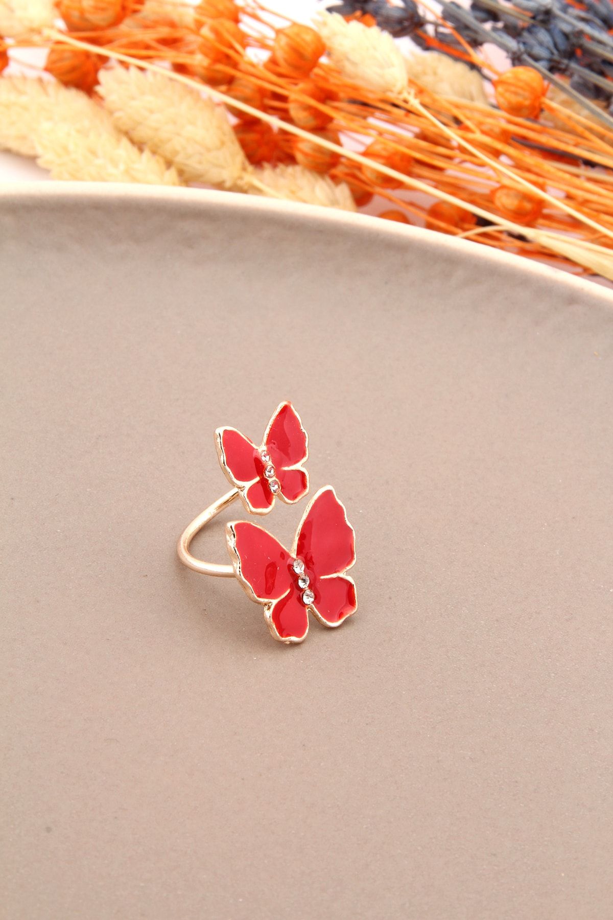Pelin Aksesuar Red Butterfly Ring Trendyol