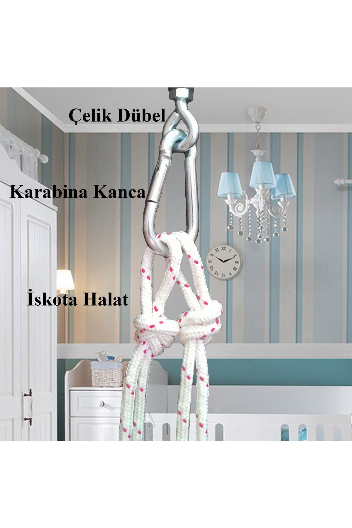 Altev Çift Katlı Kumaş Ahşap Bebek Çocuk Bahçe Salıncağı Hamak Tavan Salıncağı Ev Salıncağı fotoğrafı 3 (önizleme)