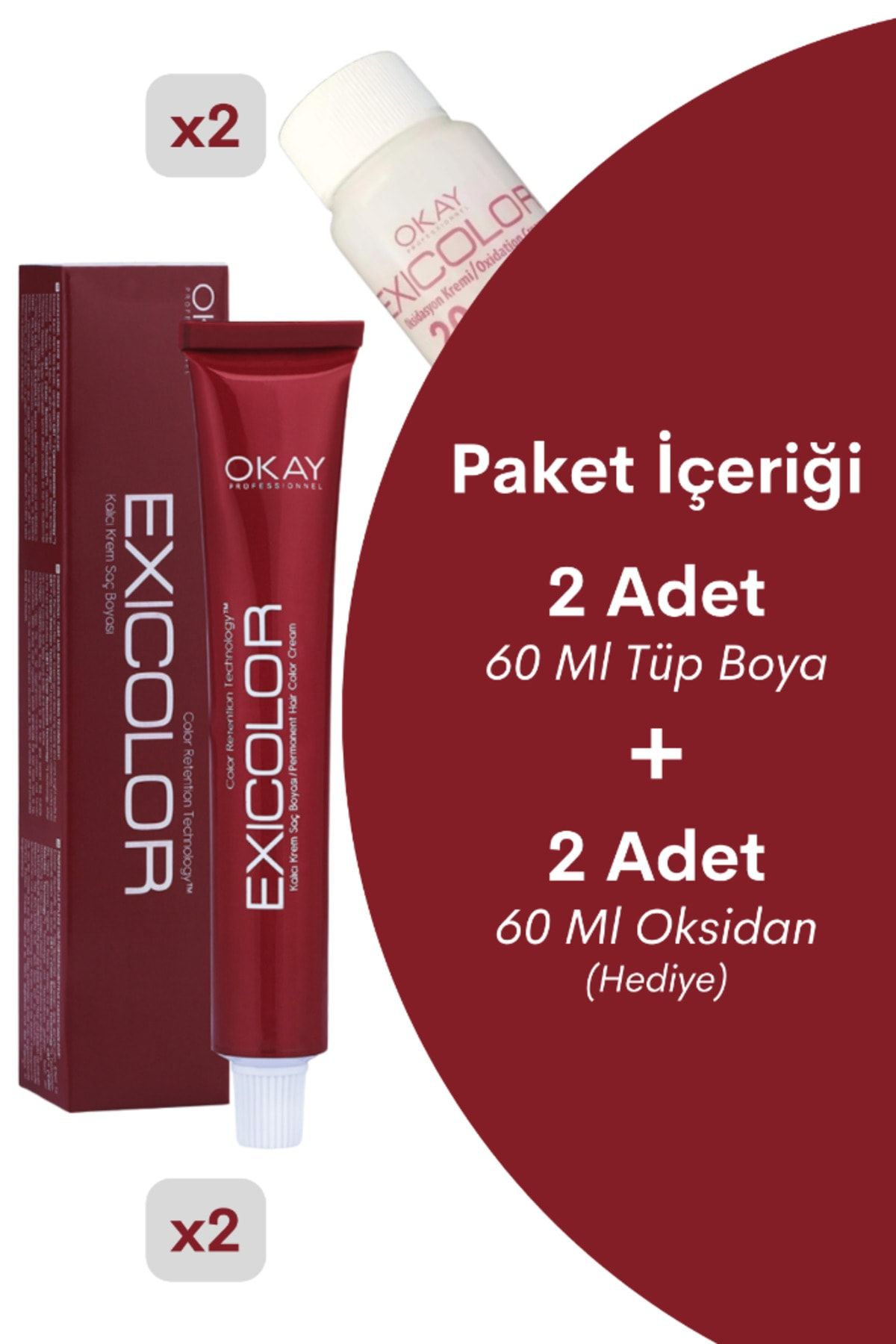 Exicolor Saç Boyası Tüp 60 Ml 0.66 Yoğun Ateş Kızılı 2 Adet (Oksidan Hediyeli 4'lü Set)