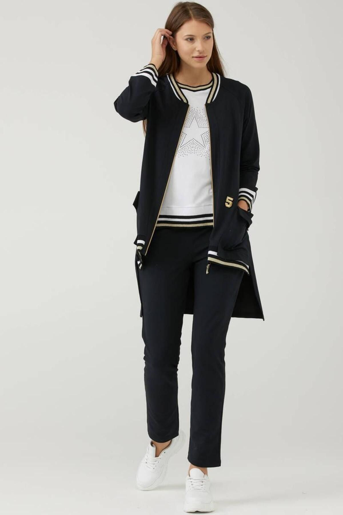 Womens black and gold tracksuit sales