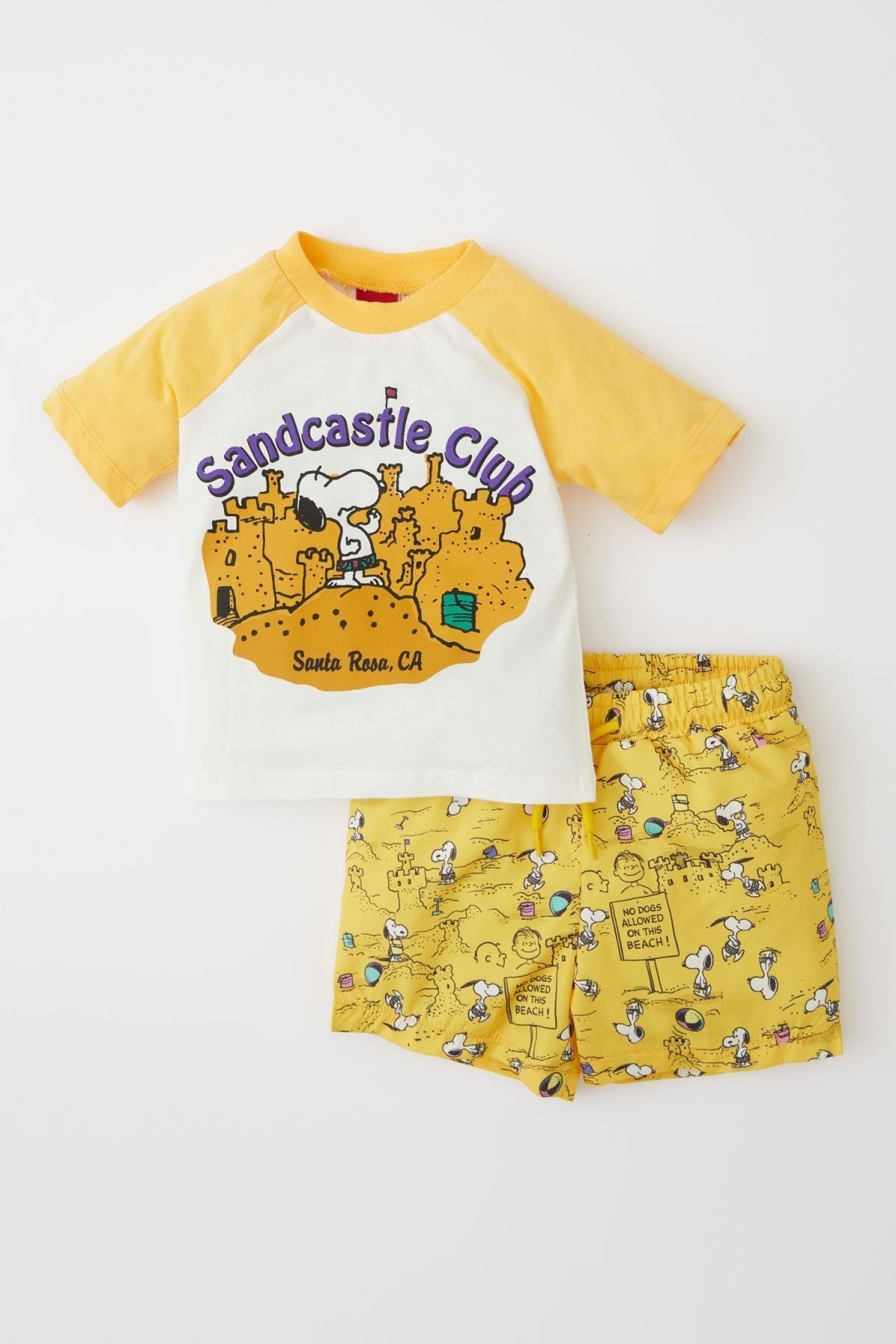 Defacto Erkek Bebek Snoopy Kısa Kollu Tişört Deniz Şort 2'li Takım fotoğrafı 6 (önizleme)