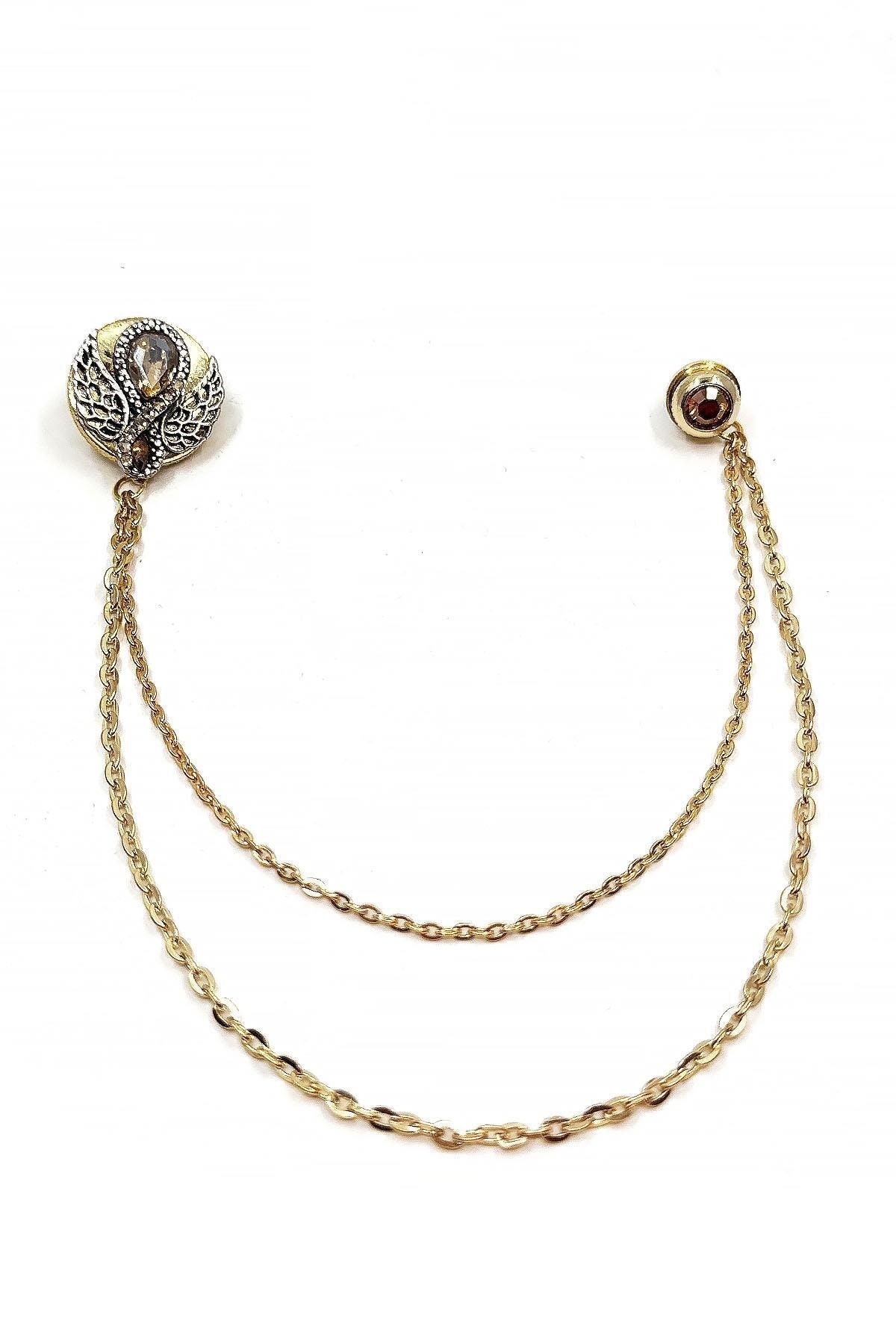  سنجاق سینه برگردان طرح بال فرشته طلایی رنگ مدل YI409