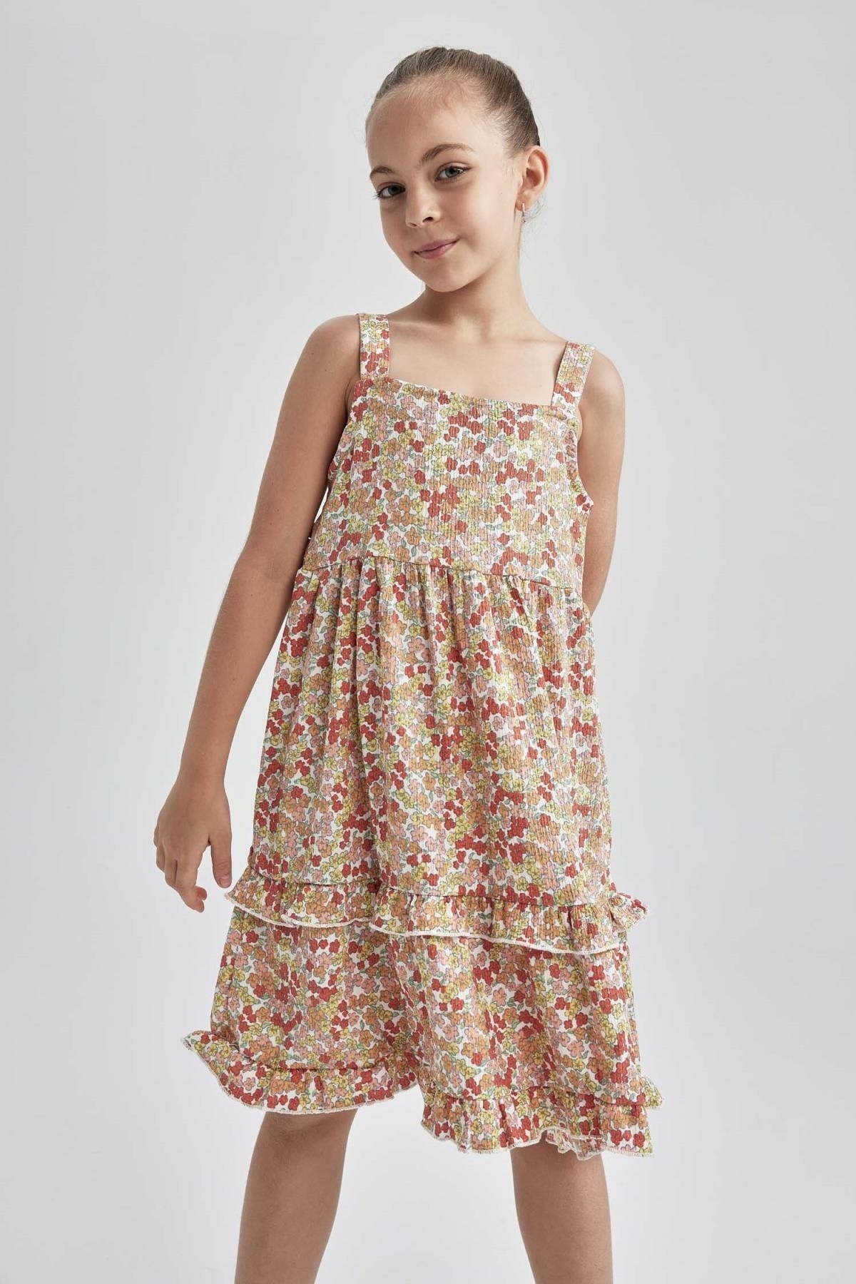 لباس مجلسی دخترانه نارنجی دفکتوDefacto | W7756A622SM اورجینال - تصویر 3