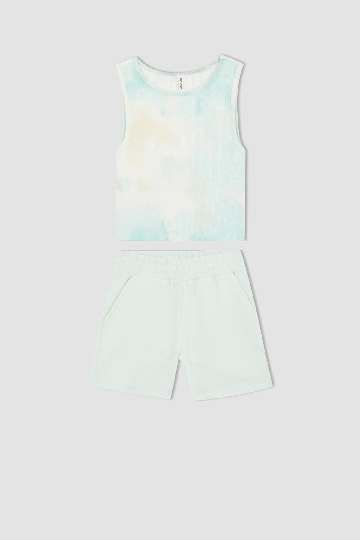 DeFacto-2-teiliges Set mit bauchfreien Camisole-Athletenshorts für Mädchen 5