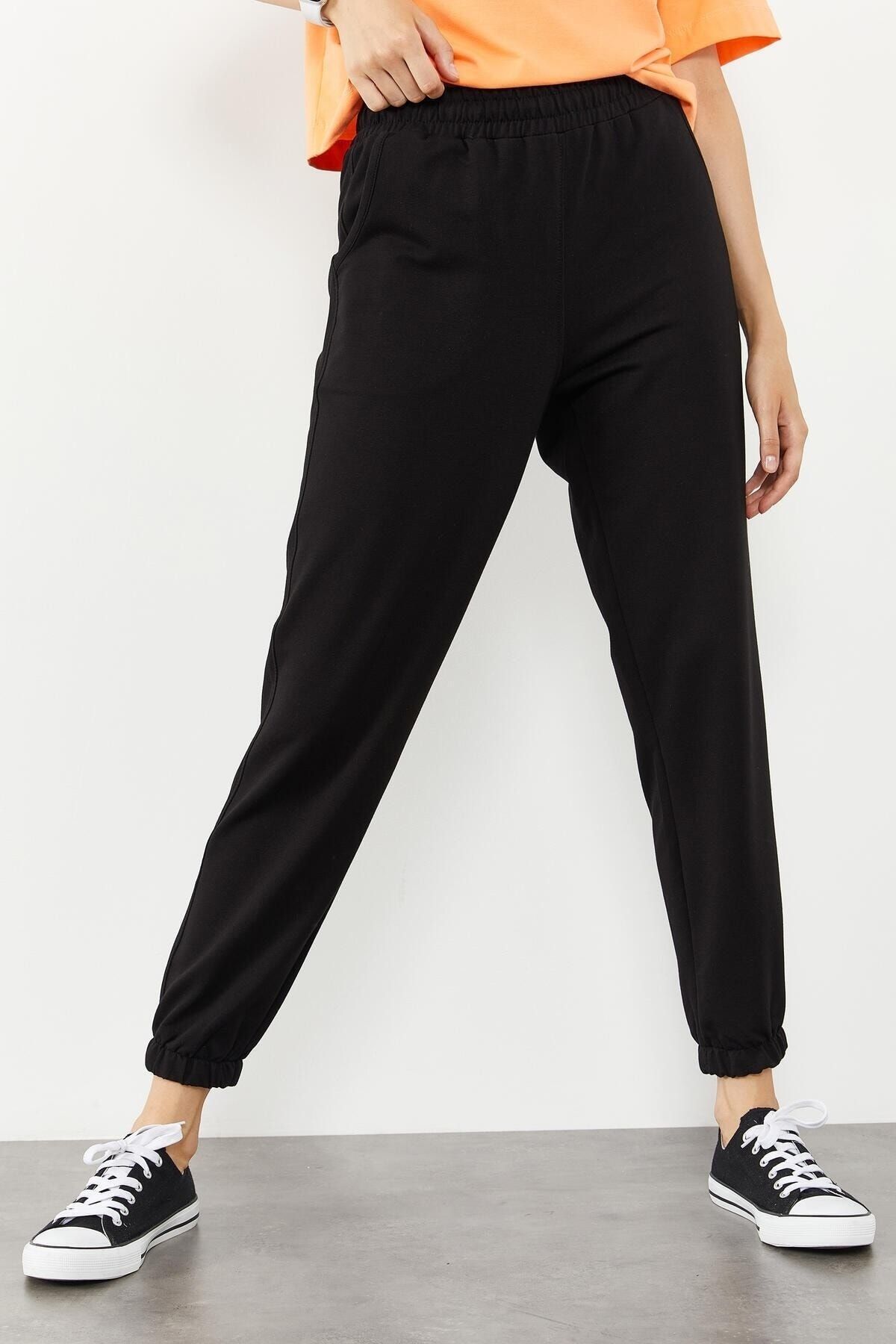 Tight Lady Women s Black Elastic Leg Classic Tracksuit Bottom Trendyol