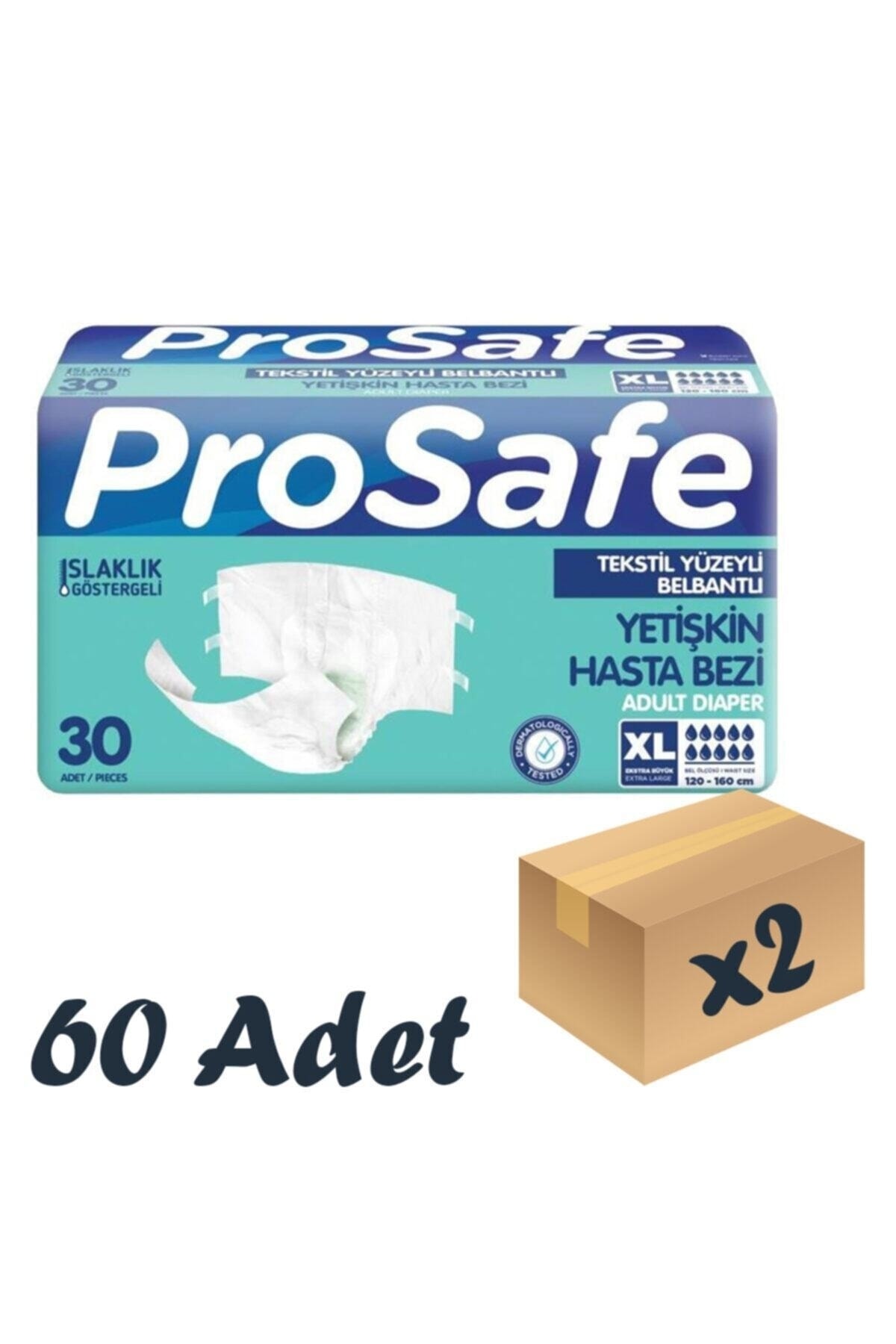 Tekstil Yüzeyli Bel Bantlı Yetişkin Hasta Bezi Xlarge 30'lu 2 Paket 60 Adet
