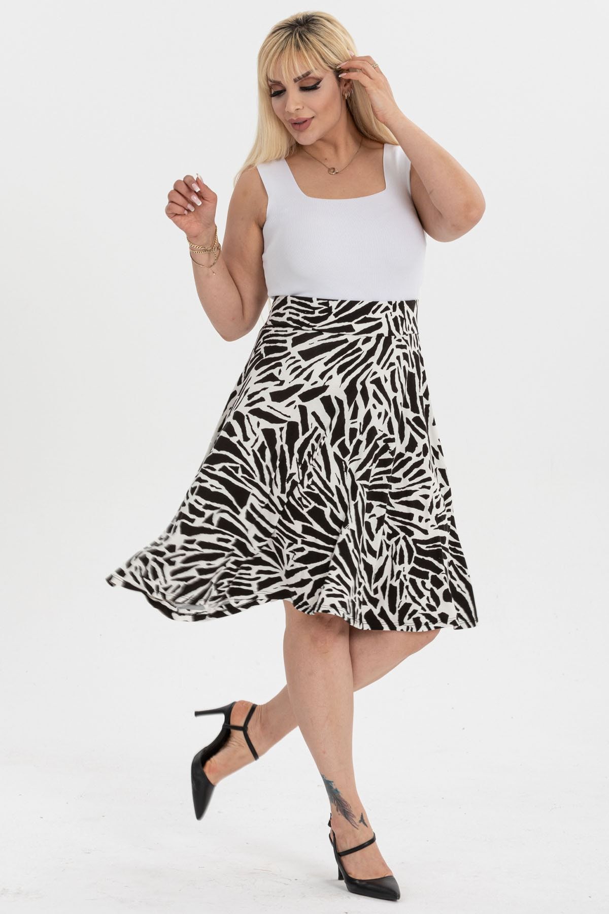 High waisted white skirt 2xl sale