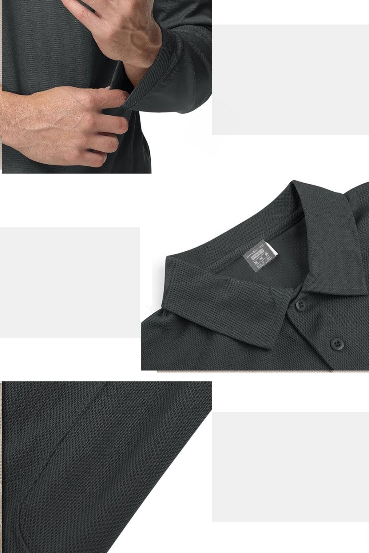 Ghassy Co. Erkek Jersey Golf Polo Gömlek Pike Performans Taktik Askeri Uzun Kollu T-Shirt