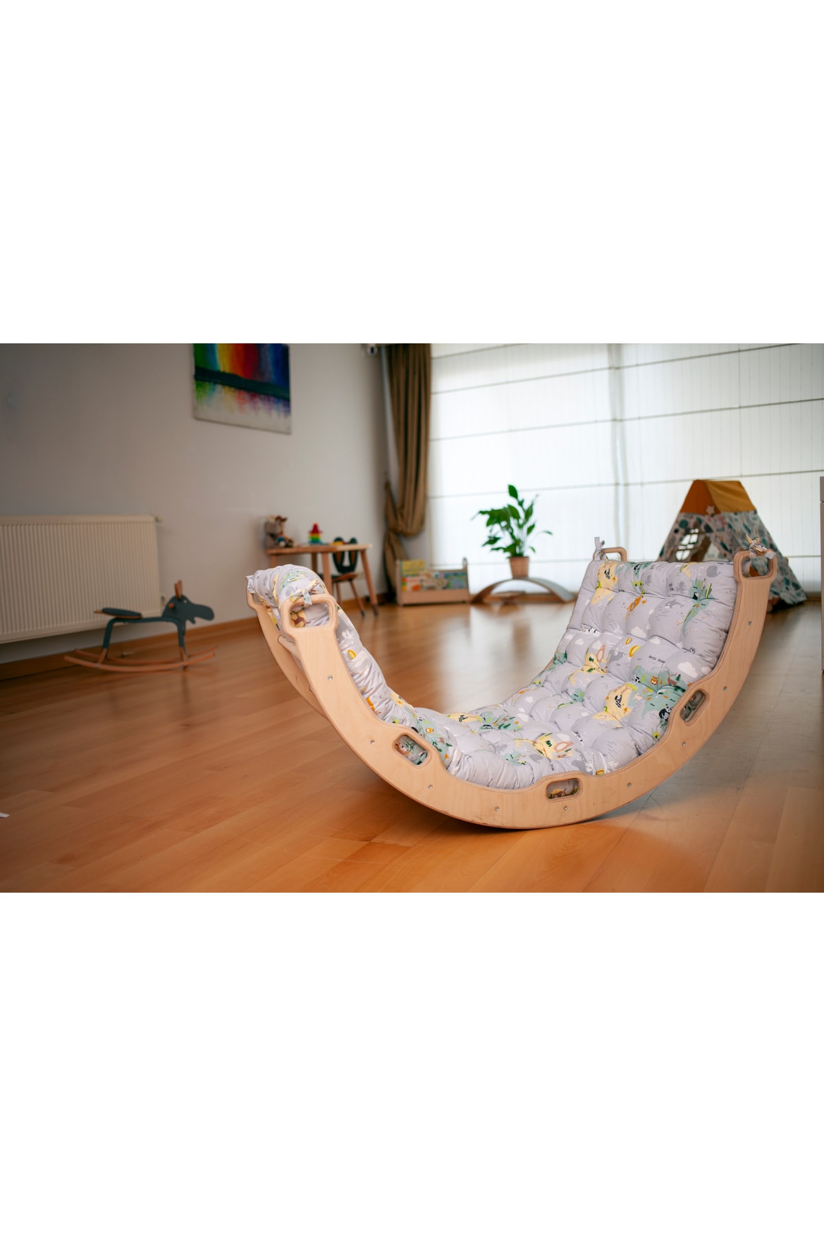 KIDOPPO Pikler Tırmanma Seti Ve Yastık | Montessori 3'lü Set | kemer Üçgen Taşlı Rampa Harita Yastık fotoğrafı 5 (önizleme)