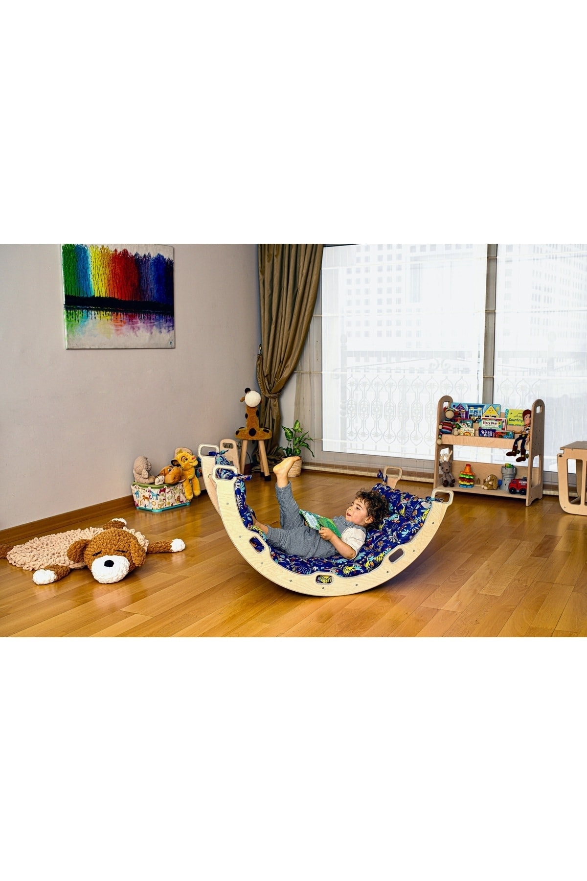 KIDOPPO Pikler Tırmanma Seti Ve Yastık | Montessori 3'lü Set | kemer Üçgen Merdiven Rampa Orman Yastık fotoğrafı 6 (önizleme)