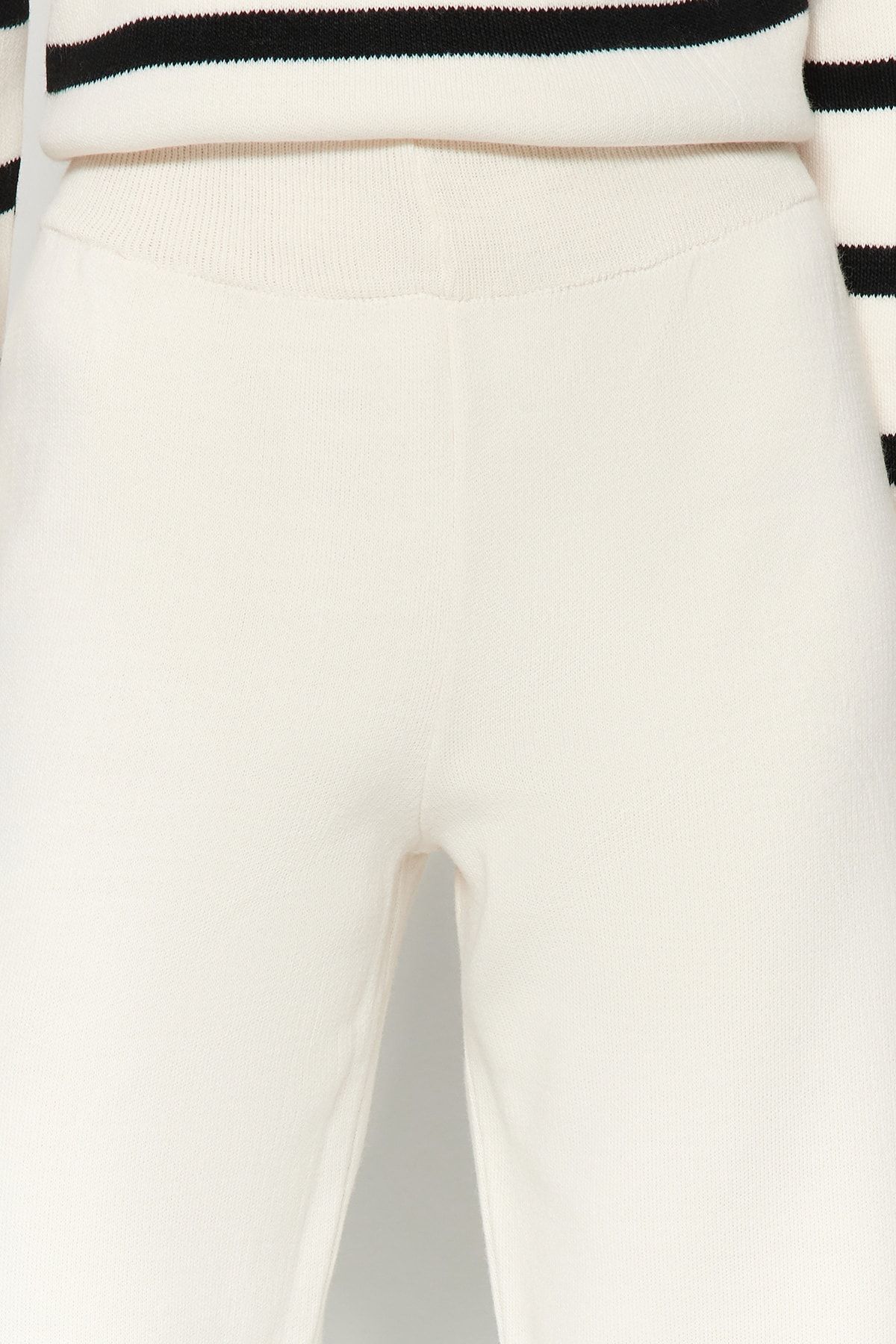 Trendyol Collection-Ecru Striped Knitwear Pants Bottom-Top Set Twoaw24Au00045 6