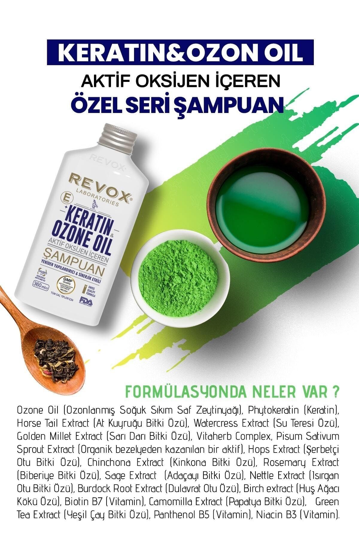 Revox-Keratin & Ozone Oil Active Oxygen Reconstructing Shampoo with Vitamin E 2 Pieces 3