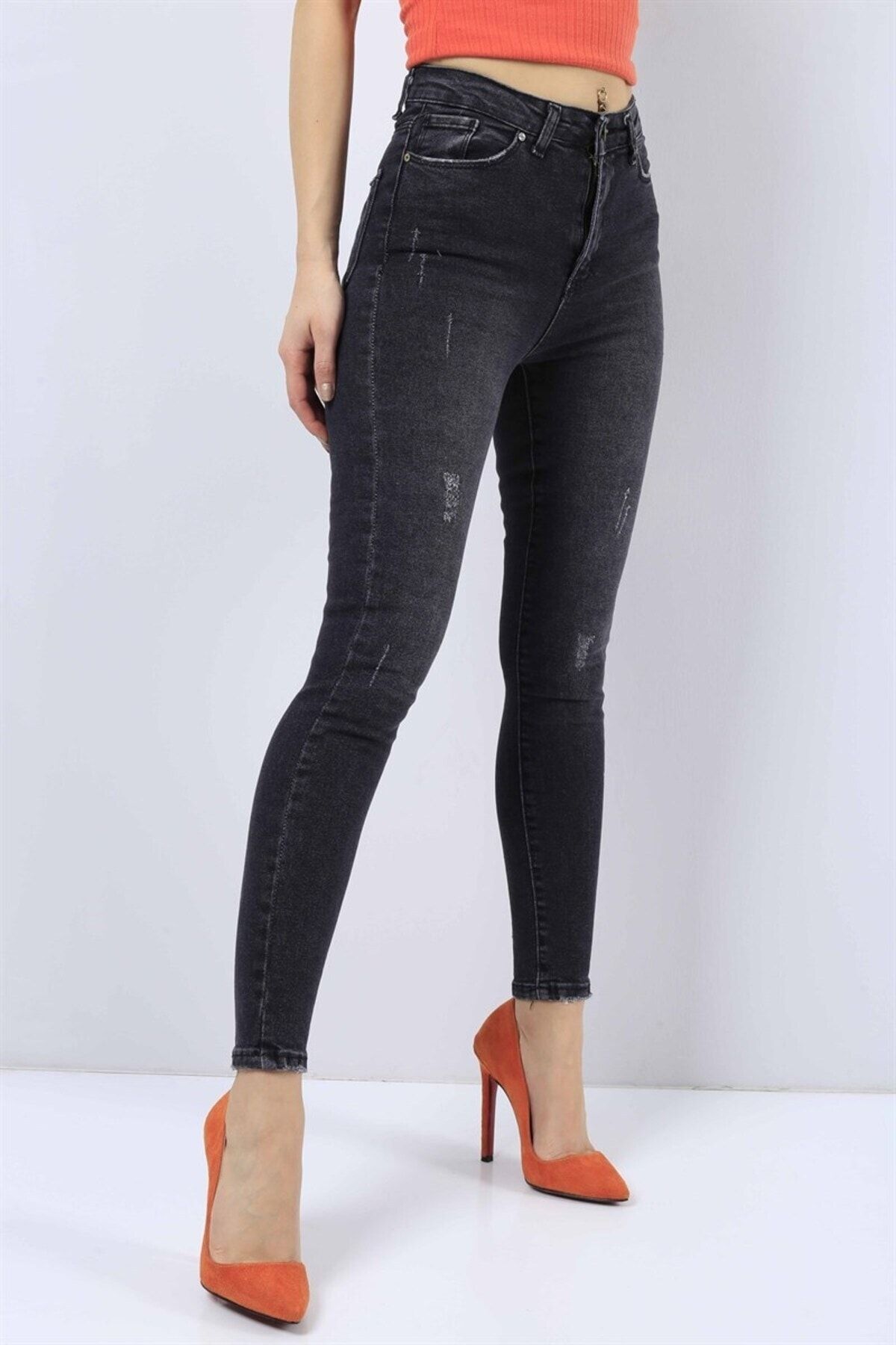 Lixera Pantaloni Jean Din Lycra Cu Cuie Antracit Monster Femeie - 25