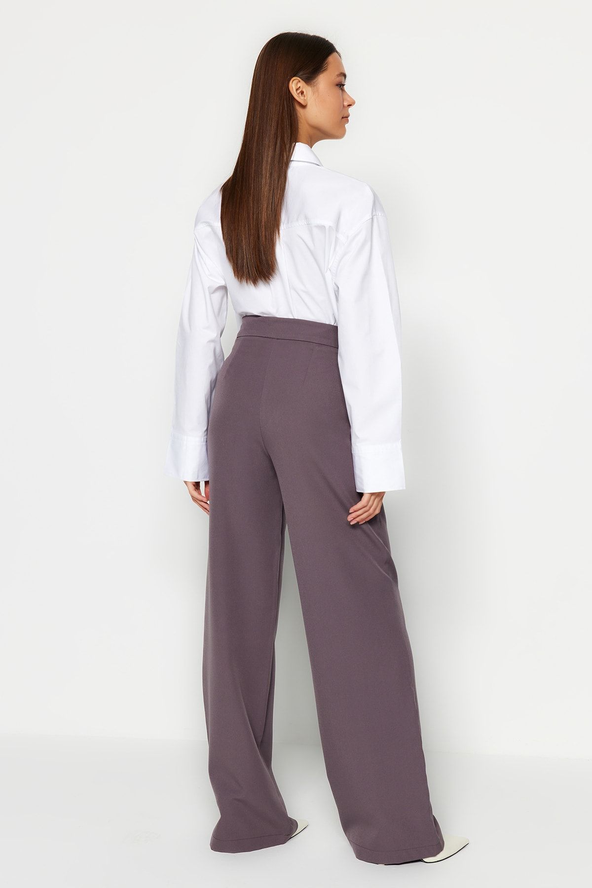 Trendyol Collection-Anthrazitfarbene gewebte Hose mit weitem Bein – TWOAW22PL0139 6