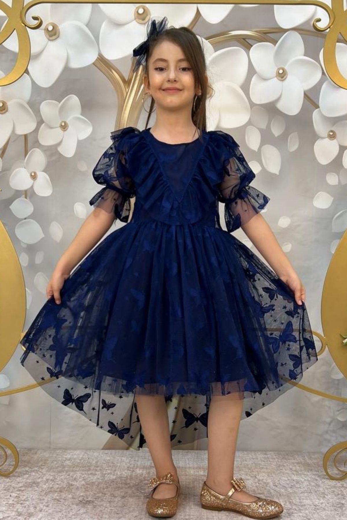 Dark blue dress for girl hotsell