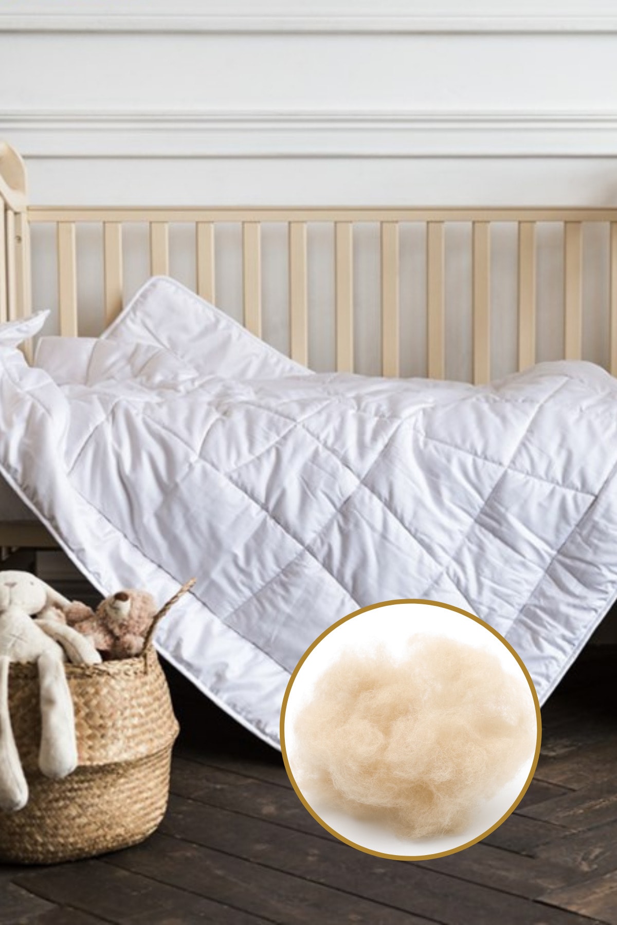 Elyaf Sepeti Yün Bebek Yorganı %100 Yün Dolgulu 100x150 cm fotoğrafı 4 (önizleme)