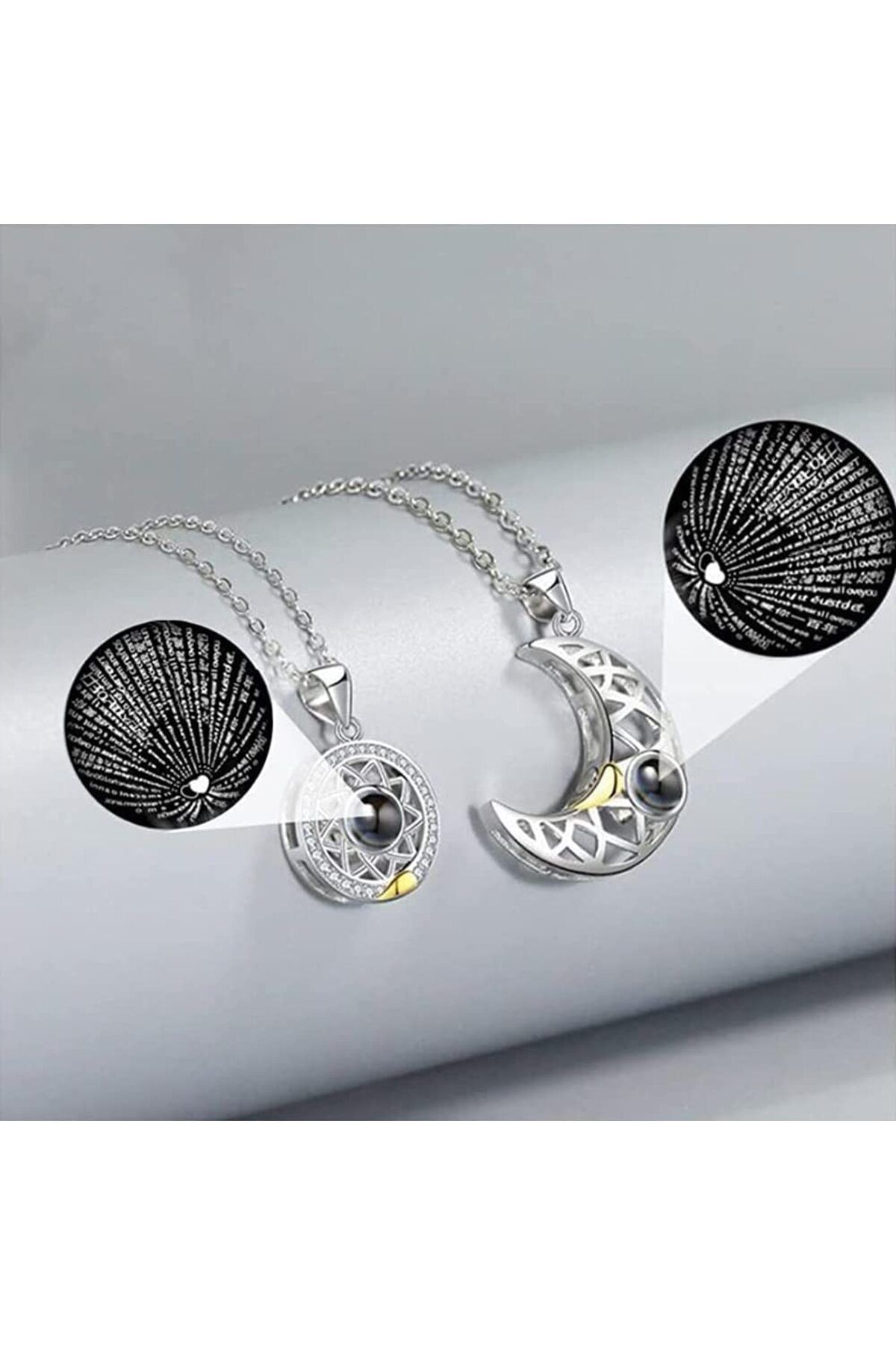 Sun&moon 100 languages i love deals you projection bff couples necklace