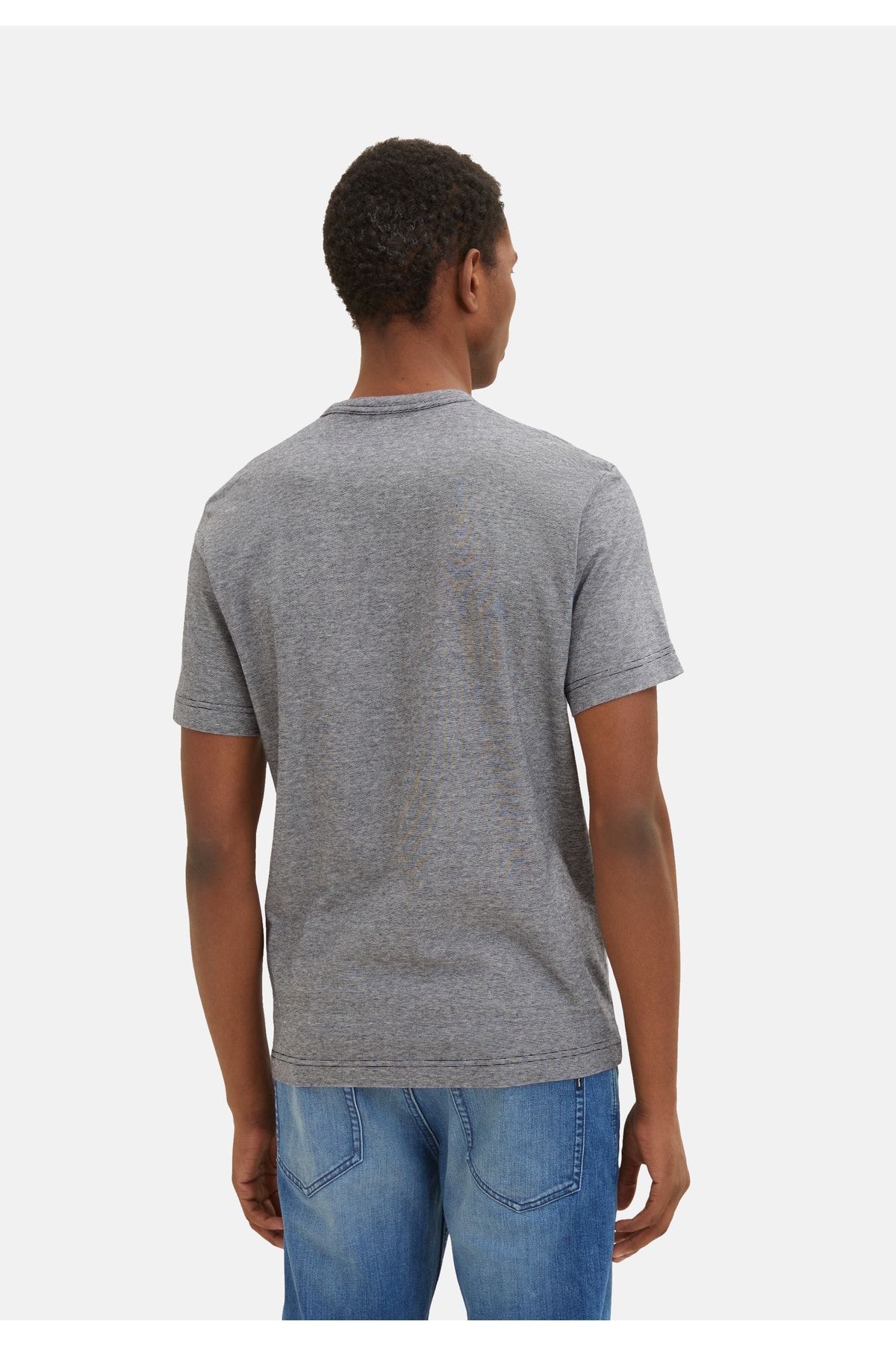 Tom Tailor T-Shirt gestreiftes Kurzarmshirt mit Rundhalsausschnitt und  Print - Trendyol