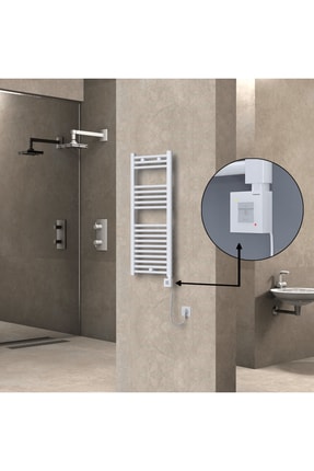 Radiva Haiti Elektrikli Havlupan 400x1000 Düz Beyaz Parlak (KTX1 Termostat) 3...