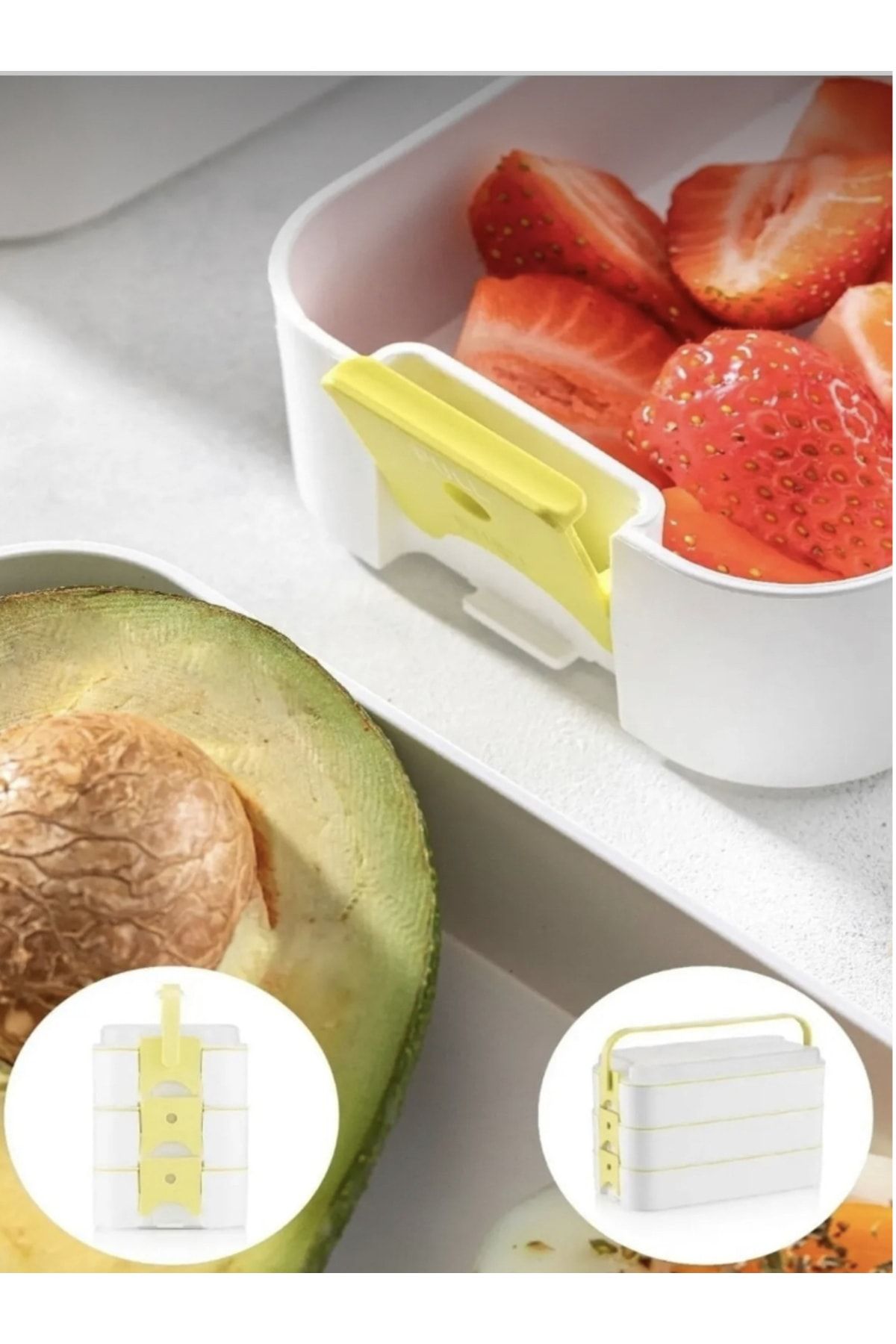 M Mimoza Park-3 Layer Portable Food Container – Lunch Box Diet Nutrition Storage Container with Fork and Spoon 2