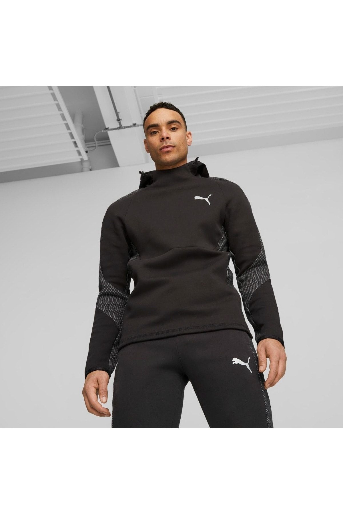 Puma Evostripe Dk Erkek Siyah Kap onlu Sweatshirt