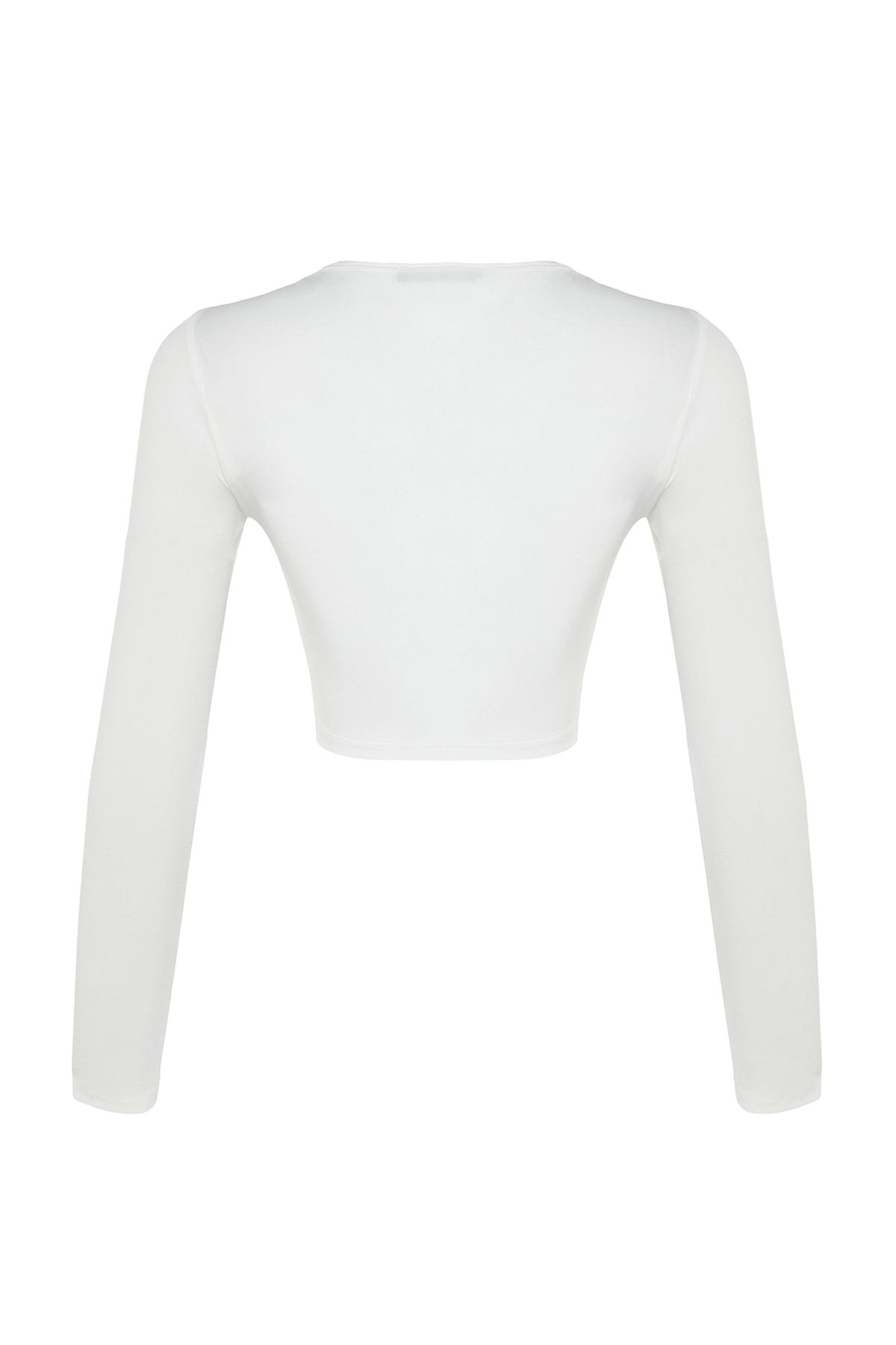 Trendyol Collection-Ecru Crop Lined Blouse with Window/Cut Out Detail TPRAW23BZ00030 8