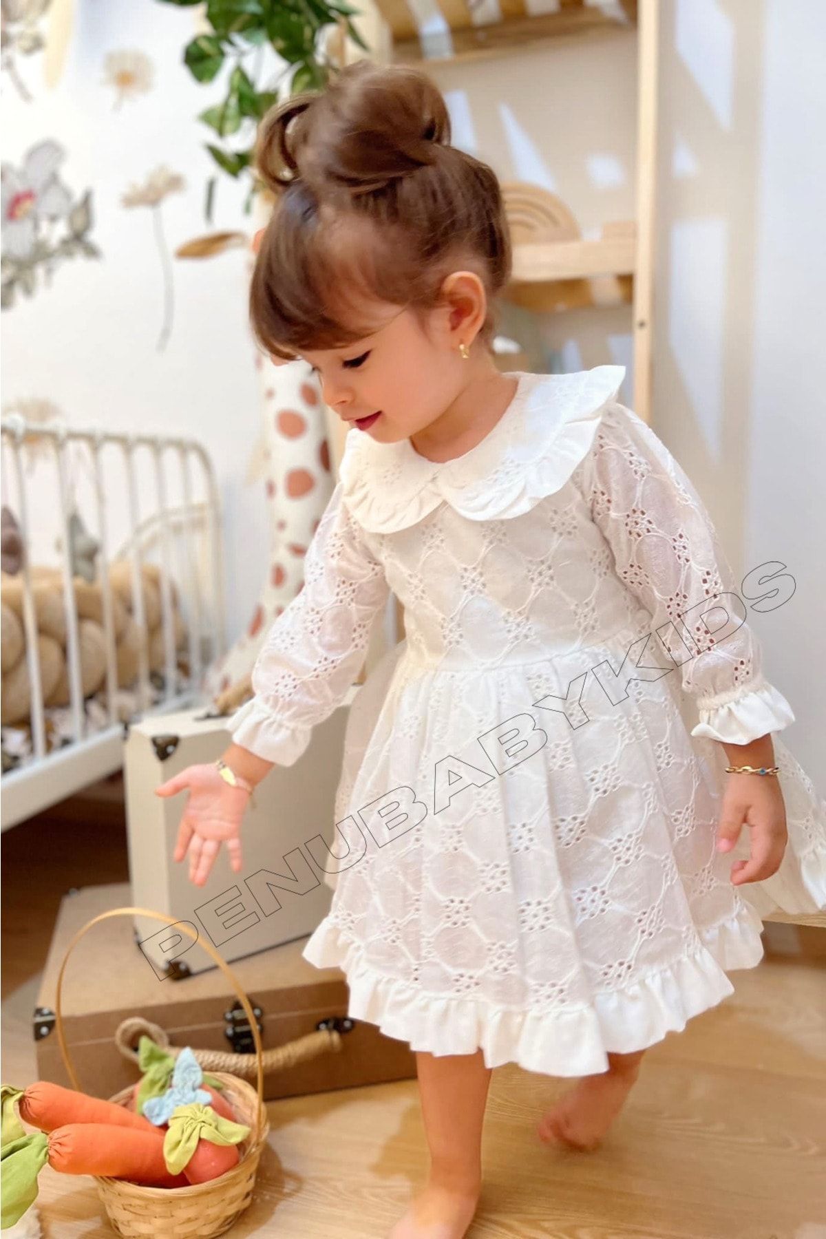 Baby girl white dress long shop sleeve