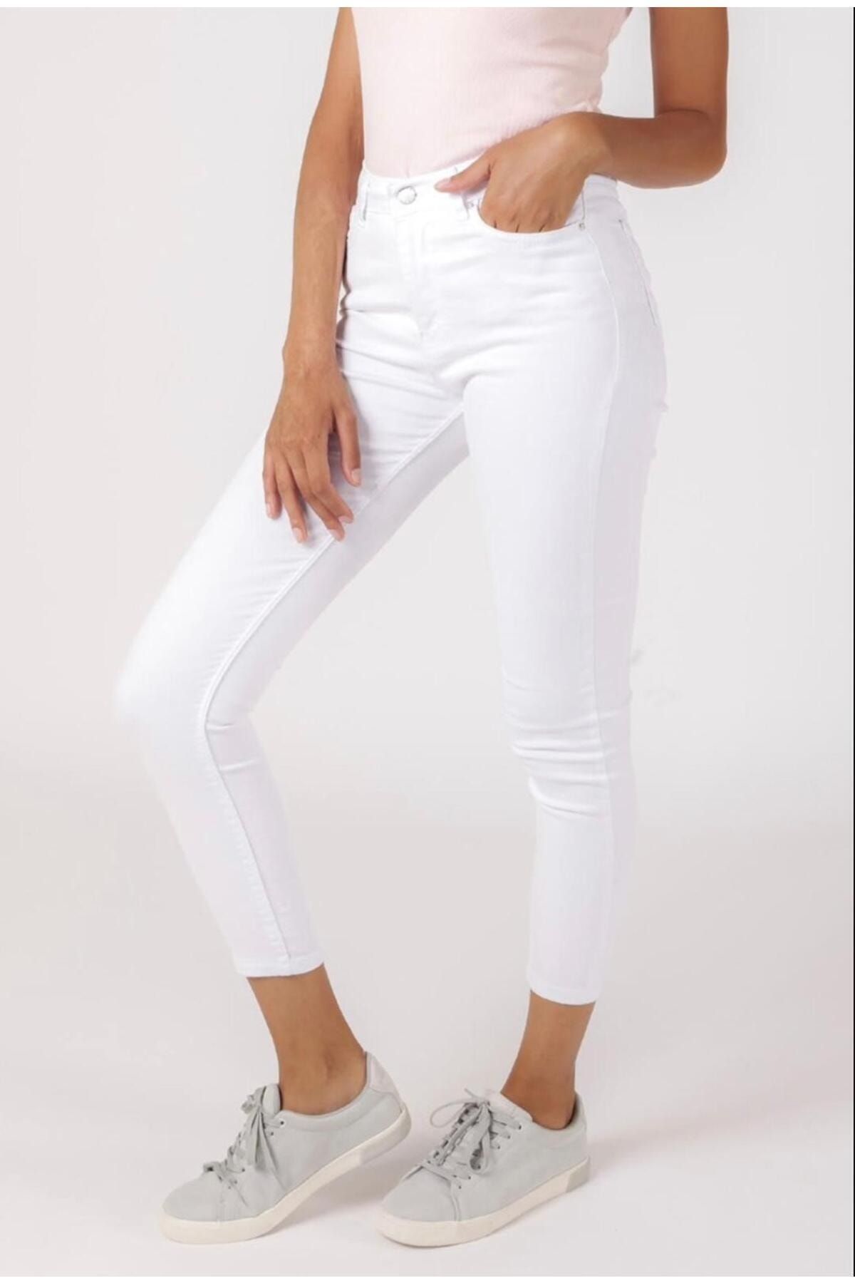 LAMİRAMOOD-White Skinny Leg High Waist Ultra Stretchy Skinny Trousers Hanks 4