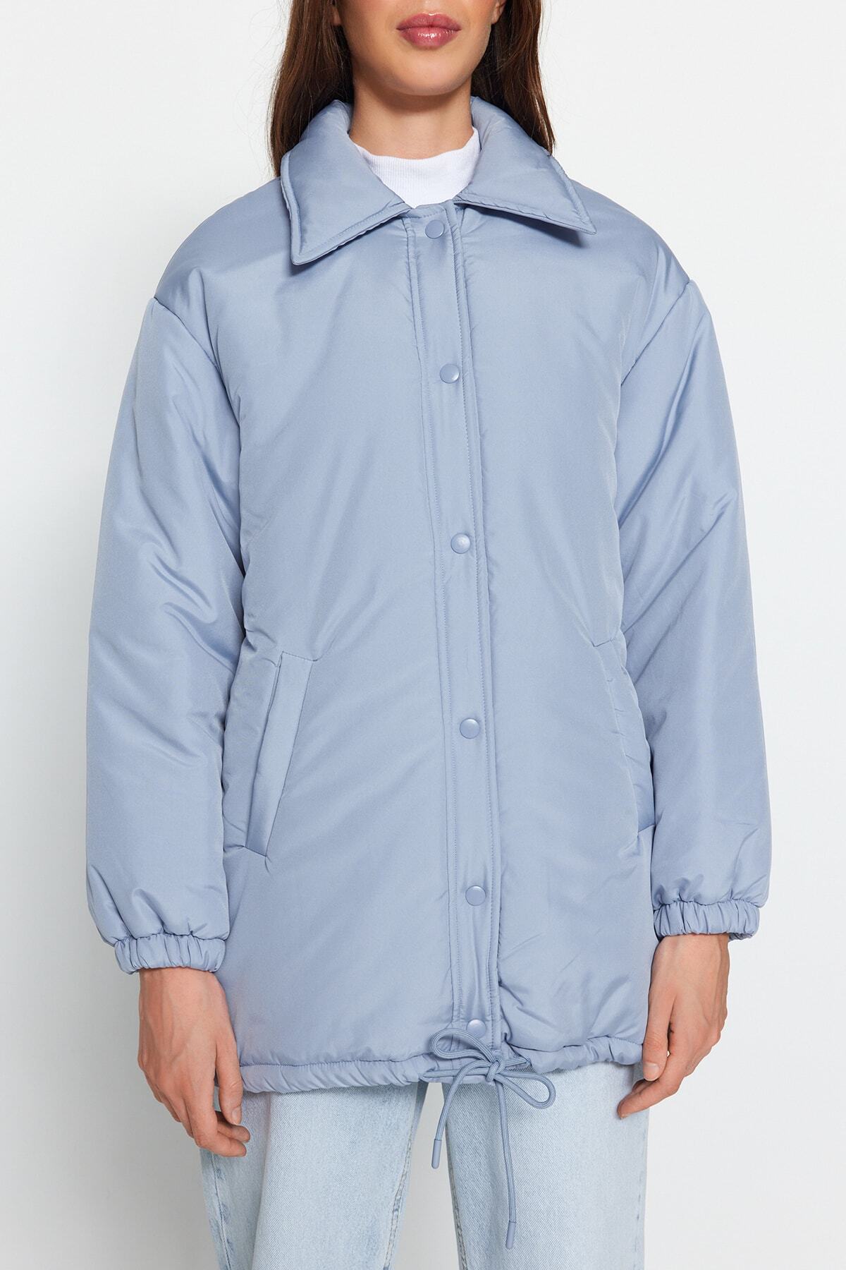 Trendyol Collection-Wasserabweisender blauer Steppmantel – reguläre Passform TWOAW24MO00033 5