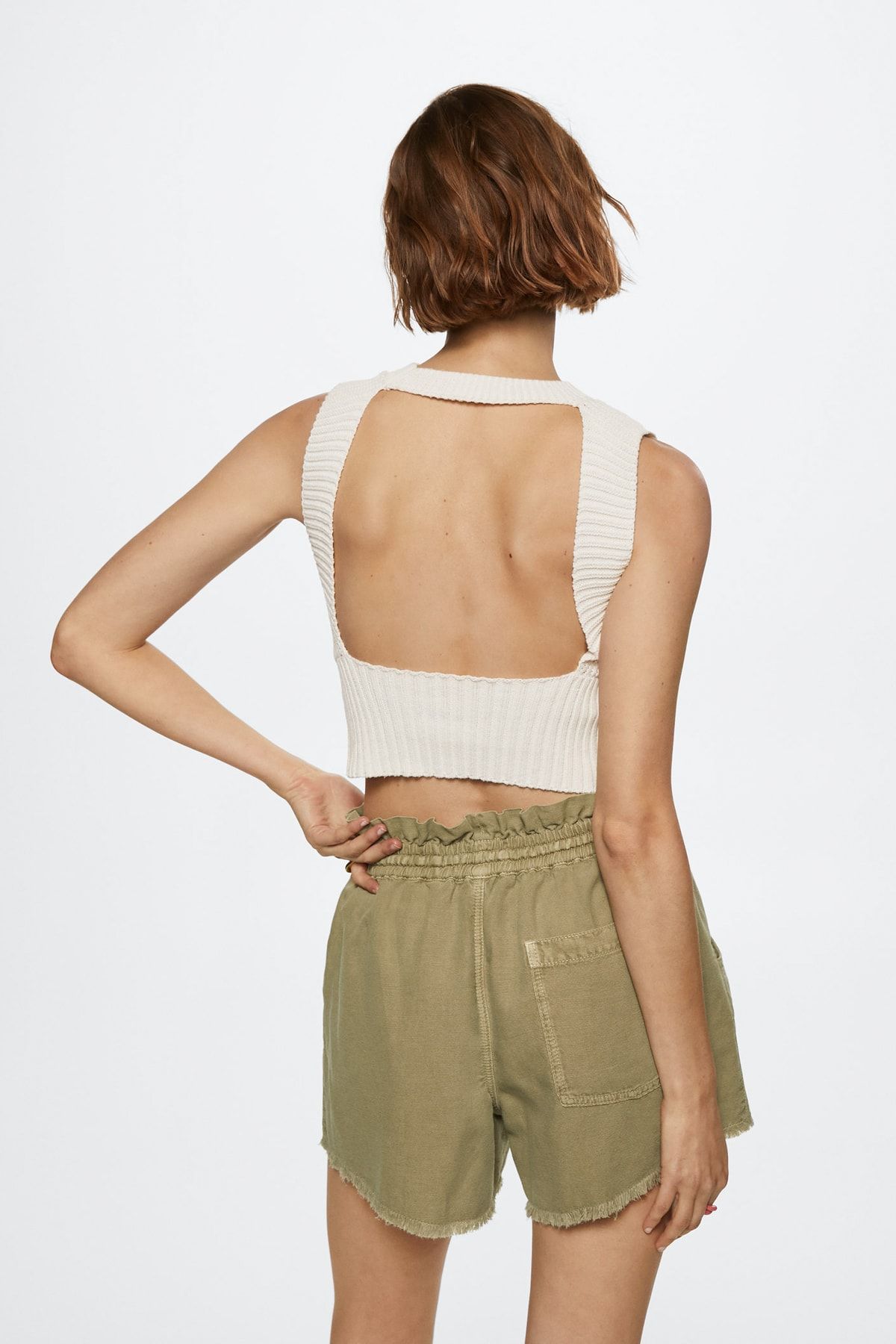 MANGO-Khaki dámske šortky a Bermudy 37061281 10
