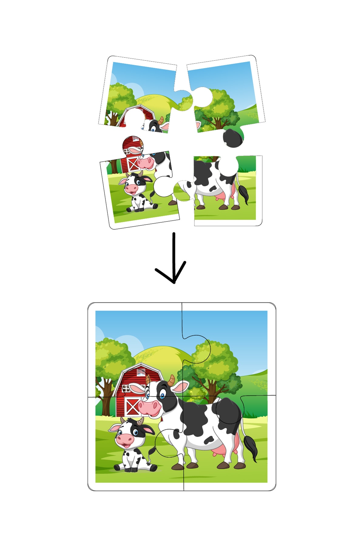 metafortoys Ahşap 4 Parça Yapboz Bebeğimin İlk Pazılı (İnek Ailesi) fotoğrafı 2 (önizleme)