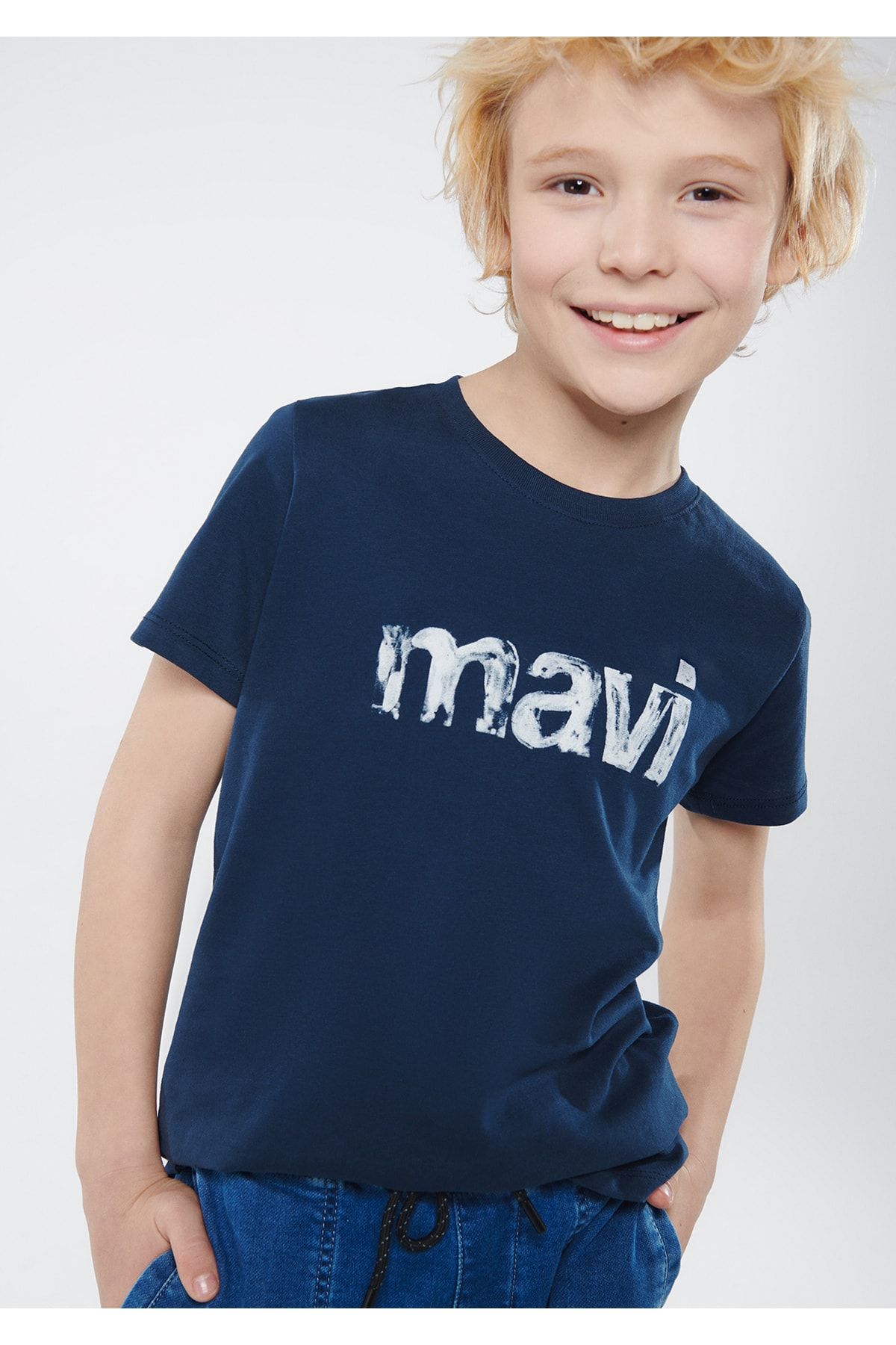 تی شرت یقه خدمه طرح چاپی آستین کوتاه بچگانه ماوی Mavi (برند ترکیه)