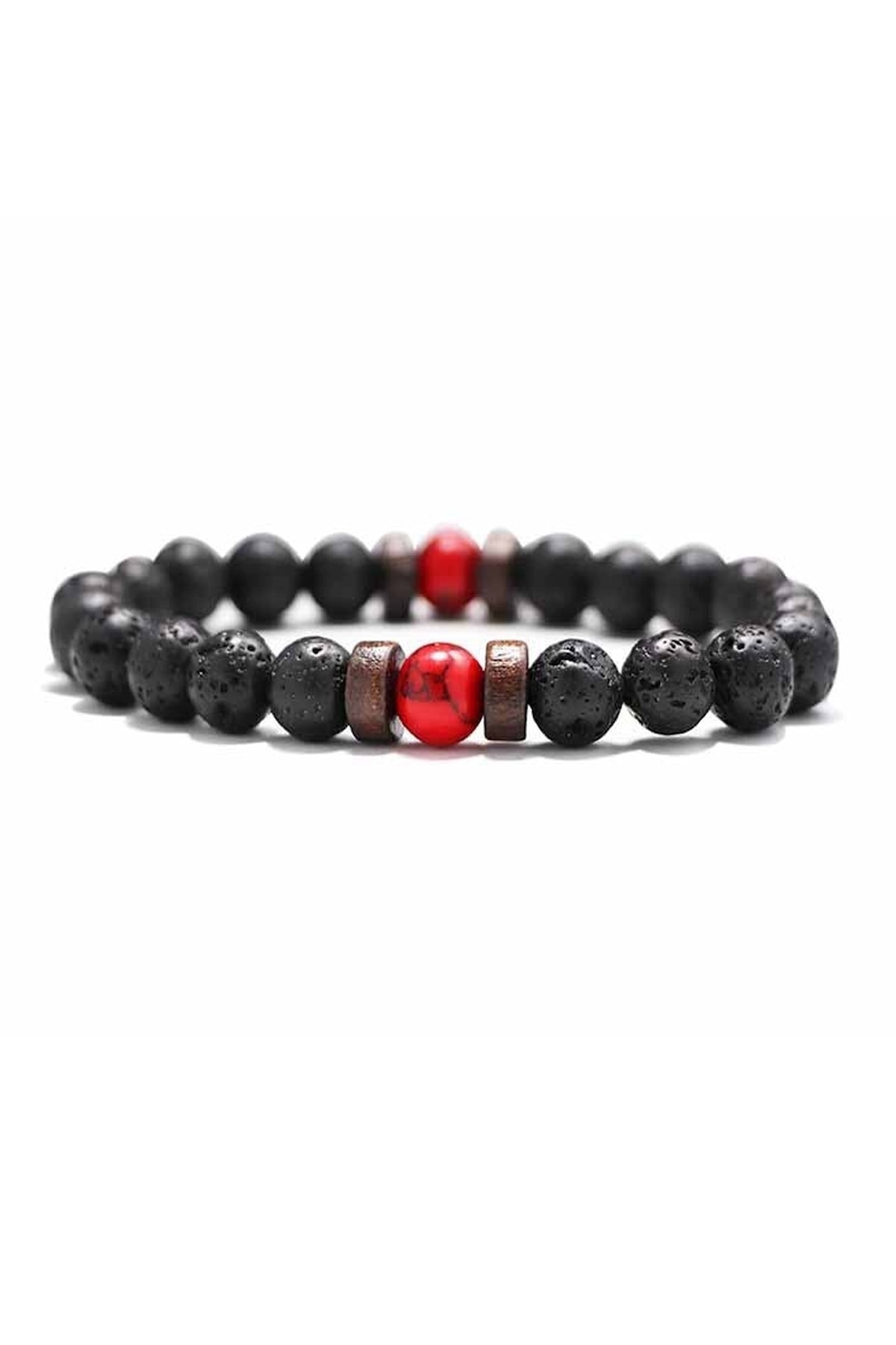 Wooden Figure Design Natural Stone Men's Bracelet