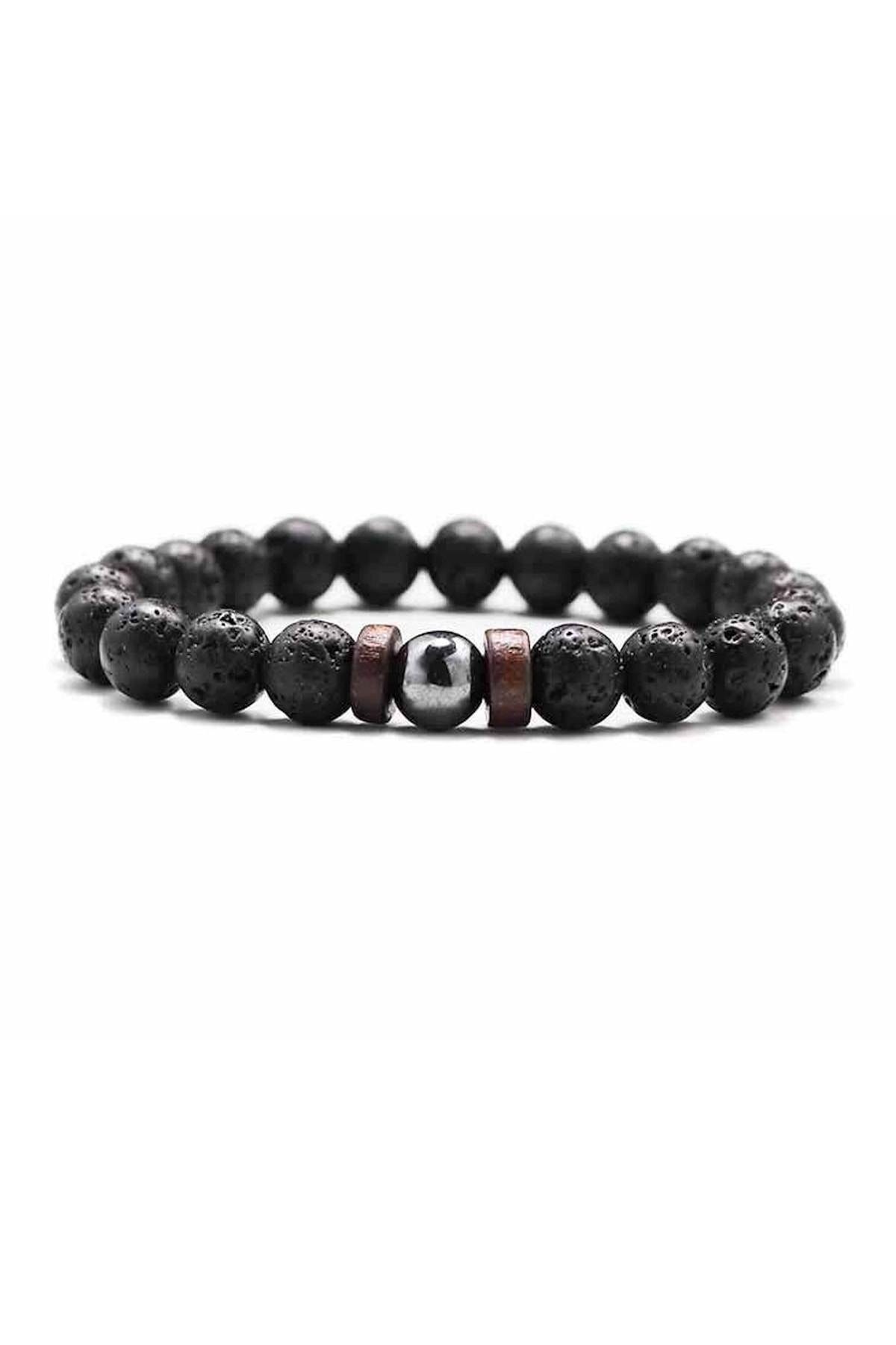 Wooden Figure Design Natural Stone Men's Bracelet